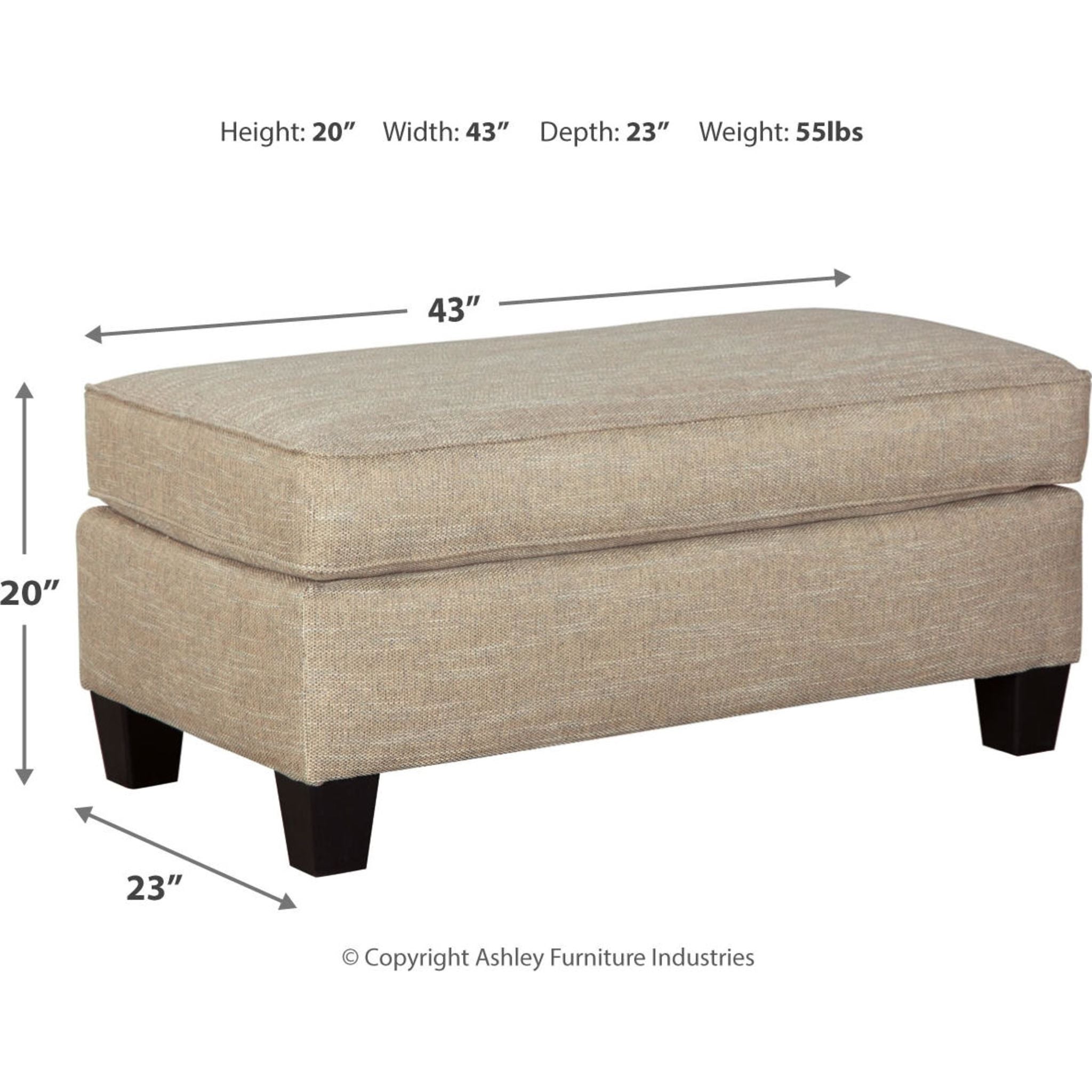 Almanza Ottoman with Wheat-Colored Fabric - Stylish and Comfortable Footrest for Living Room, Bedroom, or Office
