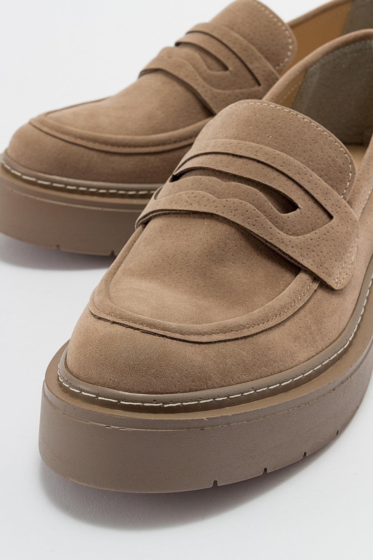 Josie Women's Beige Suede Loafers - Comfortable Slip-On Shoes for Casual Wear, Office & Travel