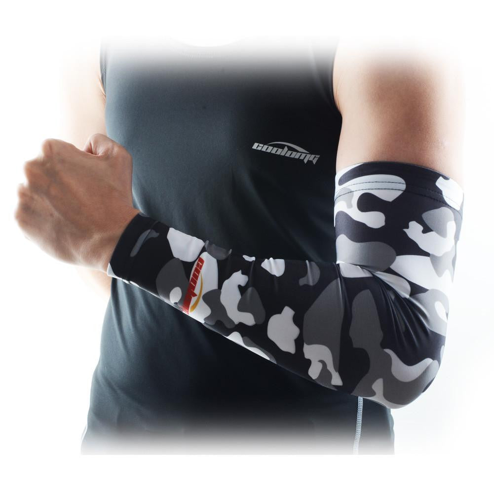 UV Protection Camo Gray Arm Sleeves for Outdoor Sports, Running, Cycling & Hiking - Sun Blocking Cooling Compression Sleeves