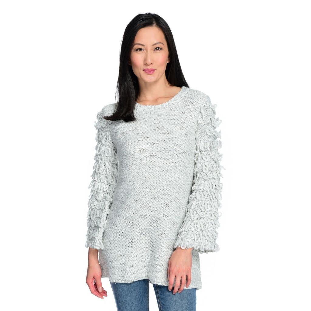 Stylish Mod X Knit Loop Scoop Neck Sweater with Detailed Sleeves | Cozy Winter Pullover for Women | Perfect for Office Wear & Casual Outings