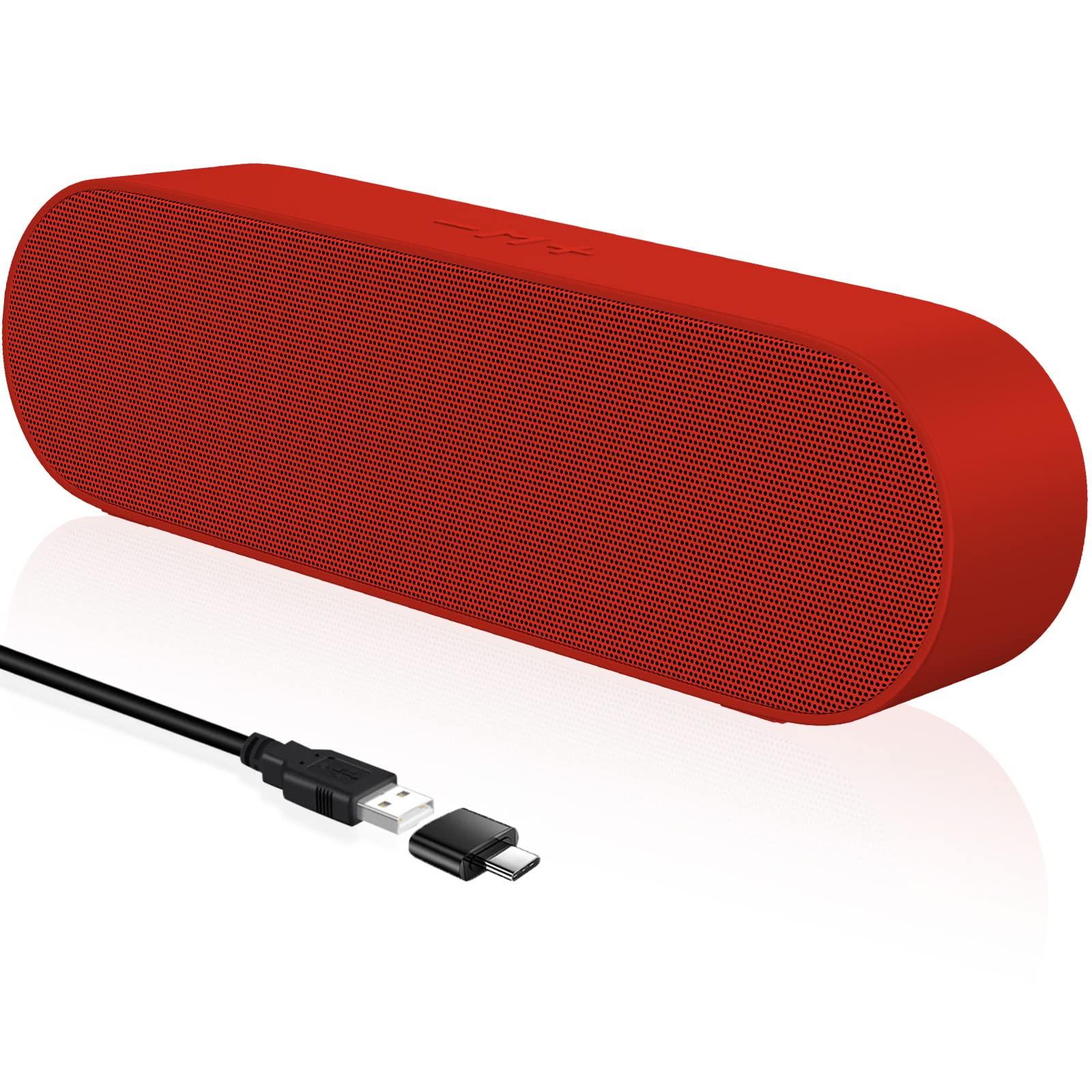 Premium Computer Speakers for PC & Laptop - Crystal Clear Sound with Volume Control & Mute Button - USB-C to USB Adapter Included (Red) - Perfect for Home Office, Gaming & Music Listening