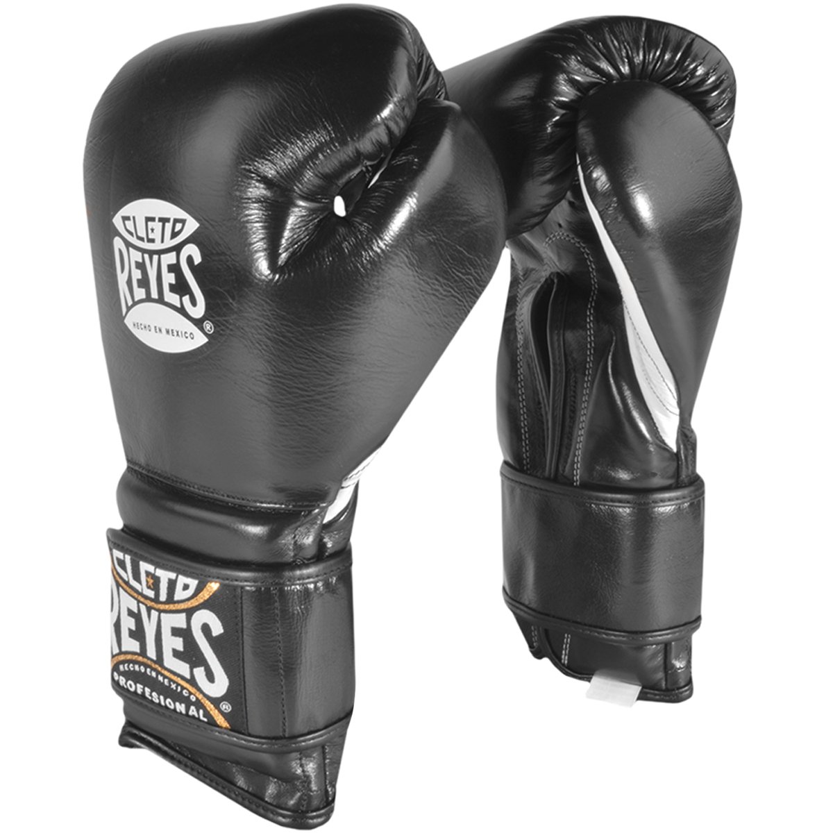 Cleto Reyes Hook and Loop Leather Training Boxing Gloves 12oz - Premium Black Boxing Gloves for Men & Women - Perfect for Heavy Bag Work, Sparring, and MMA Training