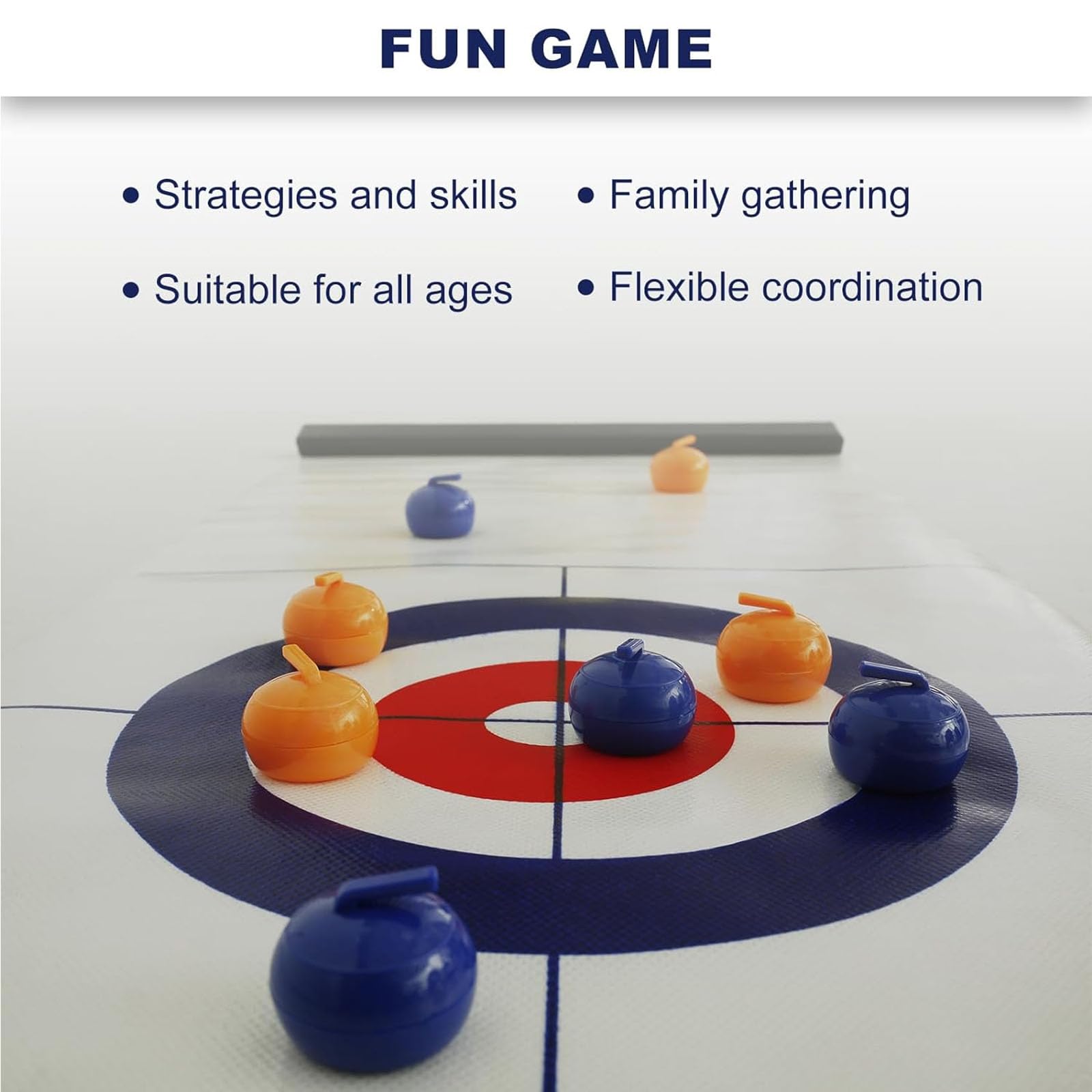 Portable Mini Tabletop Curling Game Set with 16 Rollers - Fun Indoor & Travel Board Game for Adults, Kids & Family - Perfect for Parties, Office Breaks & Family Game Nights