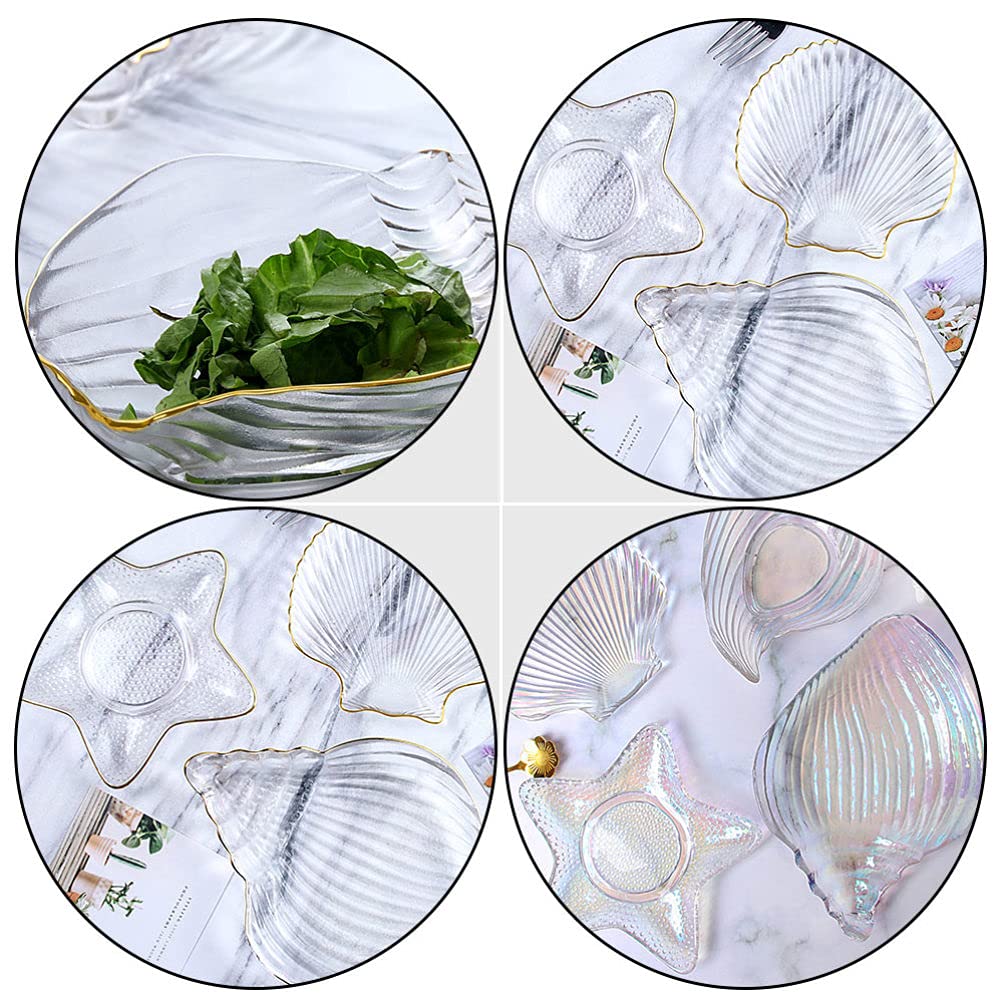 Zerodeko 1pc Glass Conch Bowl - Elegant Fruit Platter, Sashimi Tray & Home Decor for Dining, Kitchen, Party Serving | Perfect for Fruit Display, Desserts, Seasoning Storage & Terrarium Arrangements