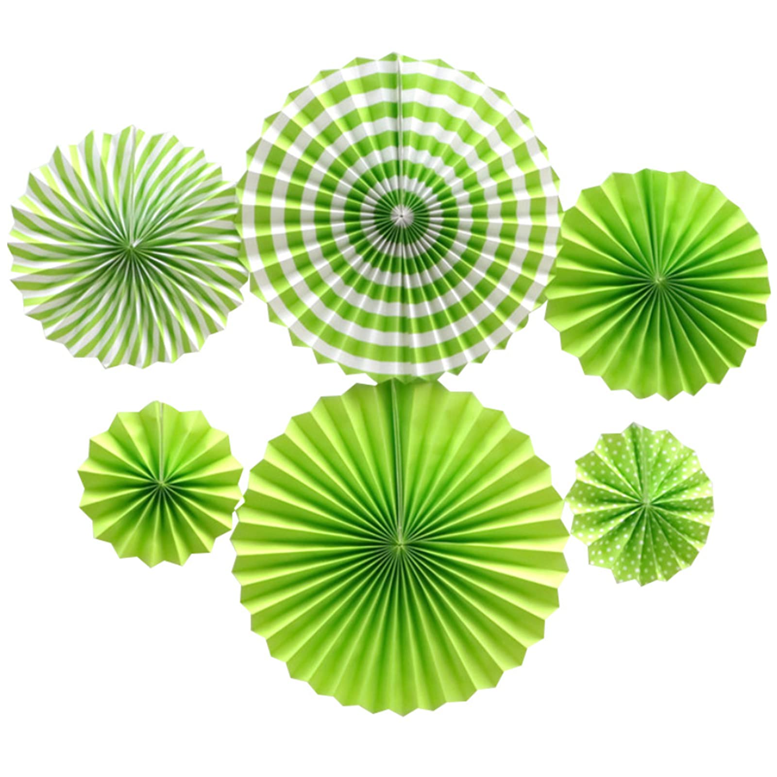 Jarcgoer 6-Piece Paper Fan Flowers Set - DIY Hanging Pinwheels for Wedding, Birthday & Christmas Party Decorations - Green Paper Craft Fan Decor - Perfect for Home, Garden & Event Backdrops