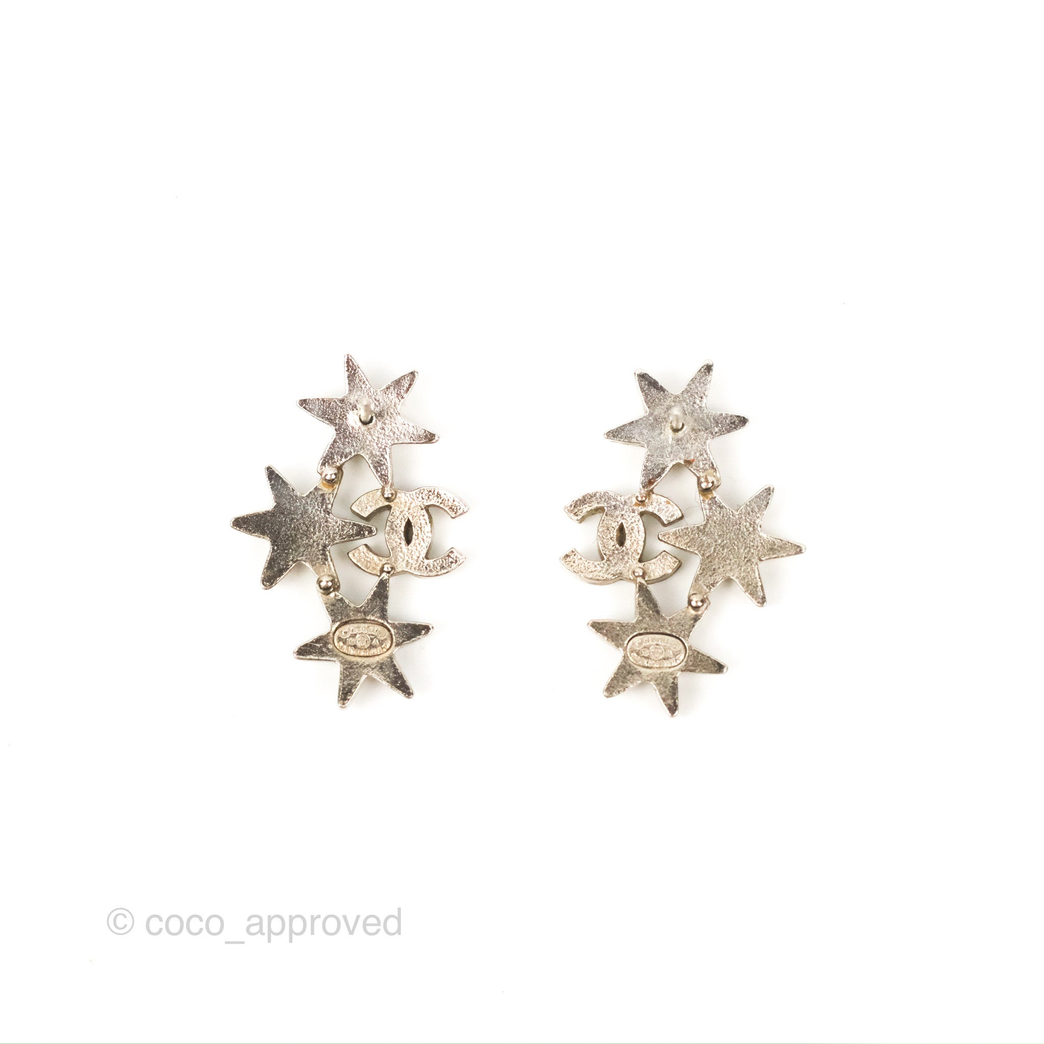 Chanel CC Star Crystal Earrings in Silver Tone - Luxury Fashion Jewelry for Women, Perfect for Parties, Weddings & Special Occasions