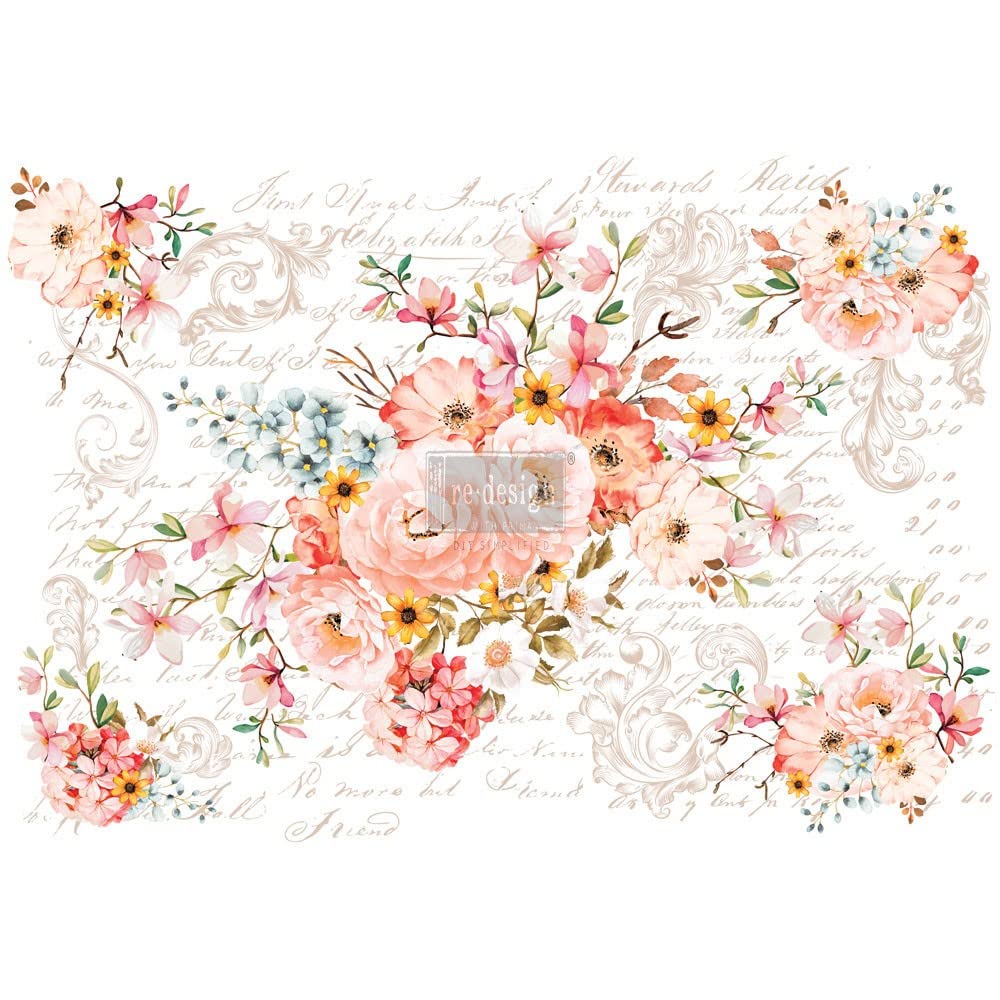 Prima Marketing Inc Redesign Transfer - Rose Celebration | Watercolor Decorative Paper for Scrapbooking, Card Making & DIY Crafts | Perfect for Wedding Invitations, Journals & Home Decor