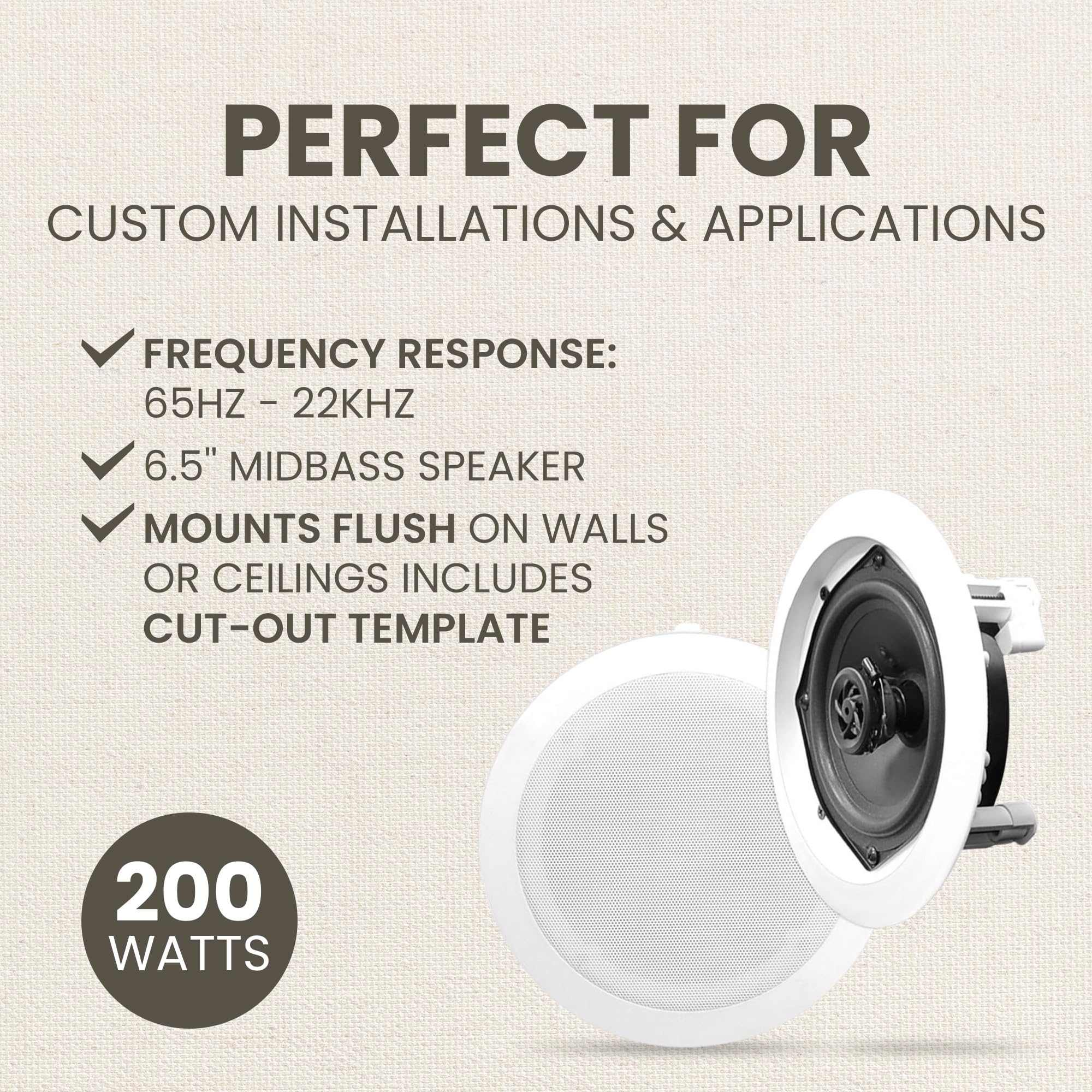 Pyle 2-Way In-Ceiling & In-Wall Speaker System with Voice Control, Coaxial Connectivity for Surround Sound - White | Perfect for Home Theater, Multi-Room Audio & Smart Home Integration