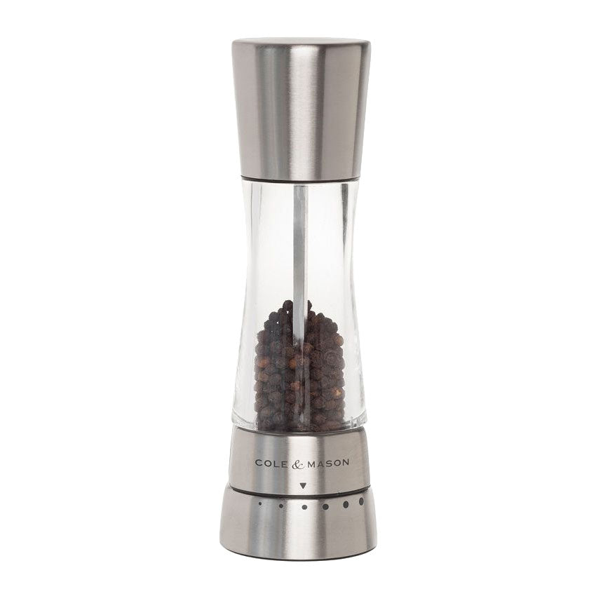 Cole & Mason H59401G Gourmet Precision Derwent Pepper Mill - Premium Stainless Steel Grinder for Freshly Ground Pepper, Salt & Spices - Perfect for Kitchen, Dining & Gifting