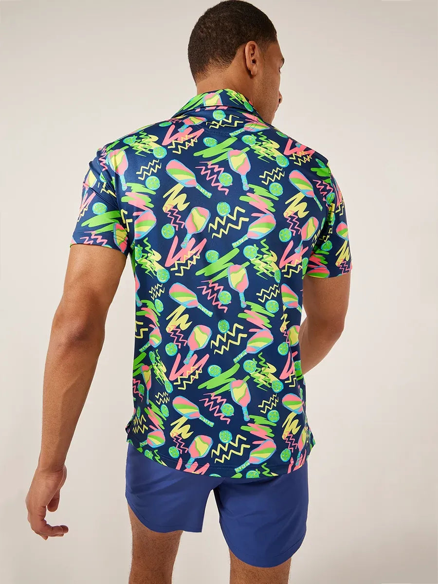 Chubbies The Backhand Winner Performance Polo Shirt for Men - Moisture-Wicking & Breathable Golf Tennis Activewear - Navy Blue
