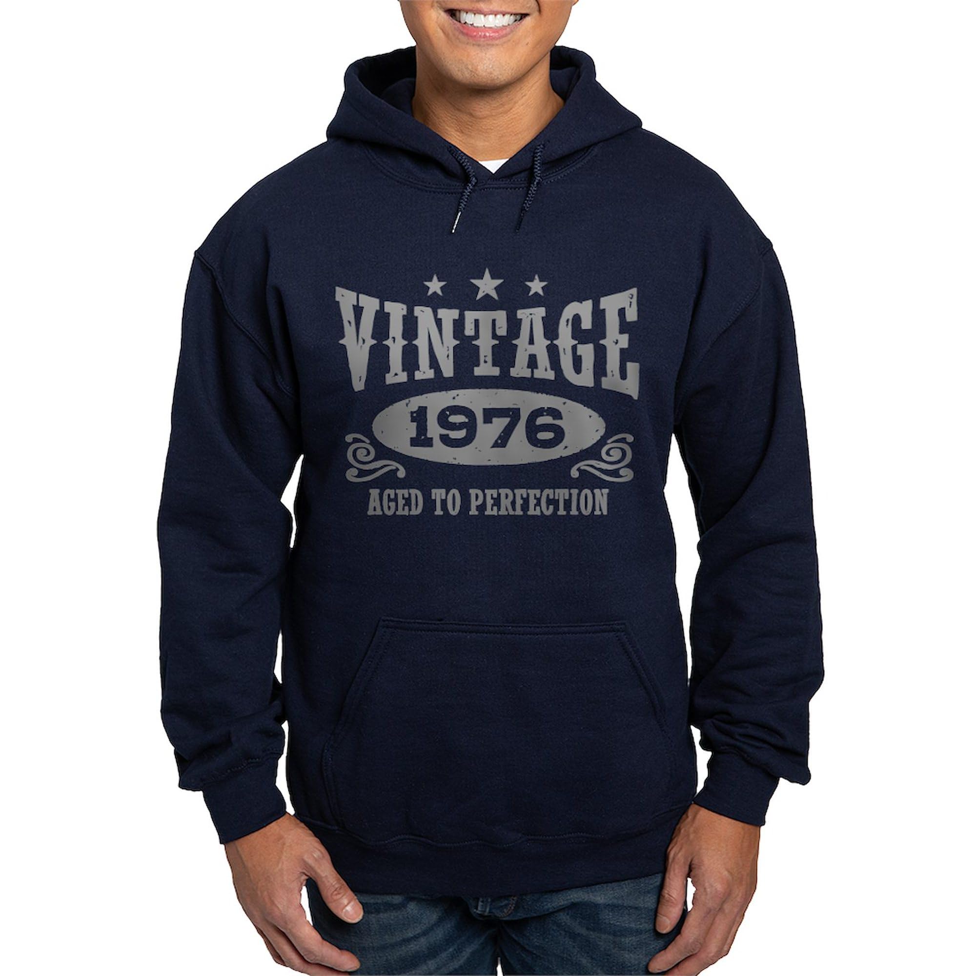 Vintage 1976 Hoodie for Men - Dark Regular Fit Pullover Sweatshirt | Retro Graphic Hooded Sweater | Perfect for Casual Wear, Street Style & 70s Theme Parties