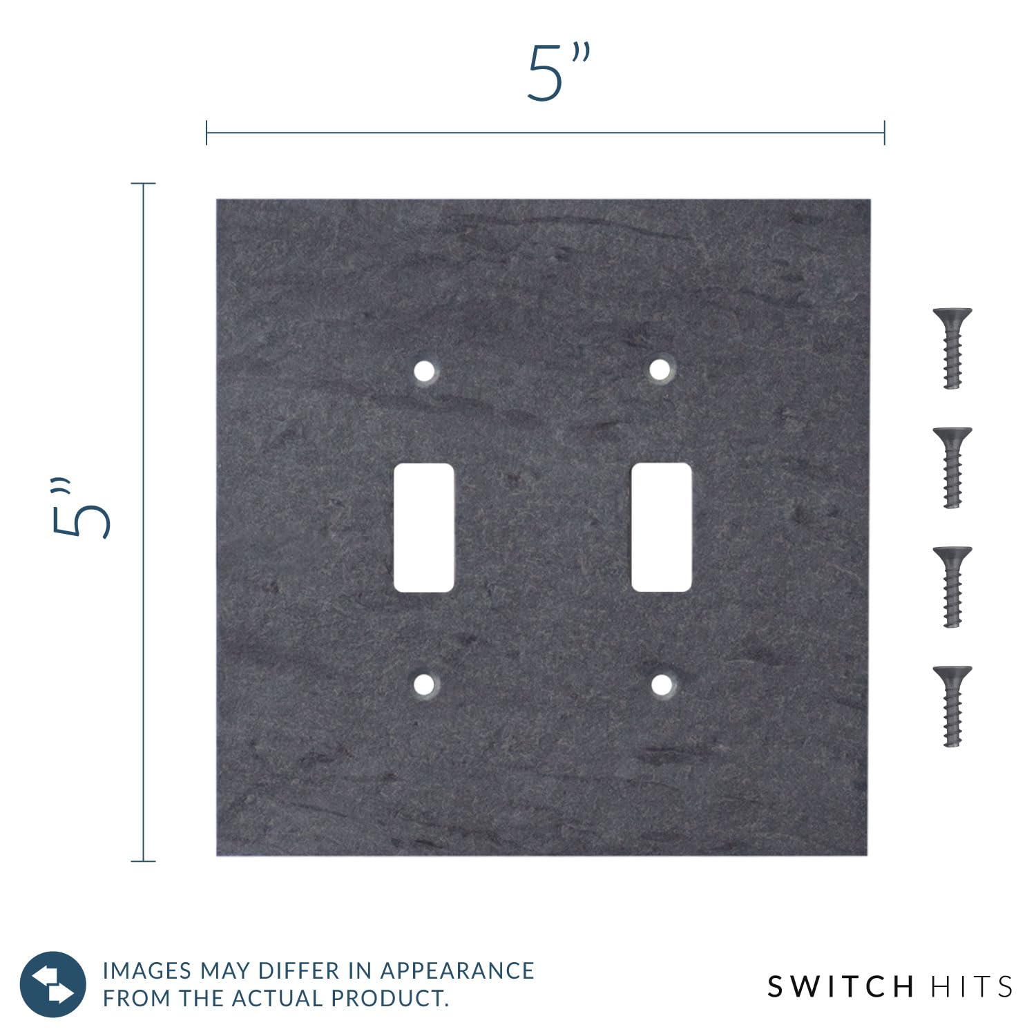 Decorative Vermont Slate Gray Electrical Switch Plate Cover - 2 Gang Double Toggle Outlet Wall Plate (5