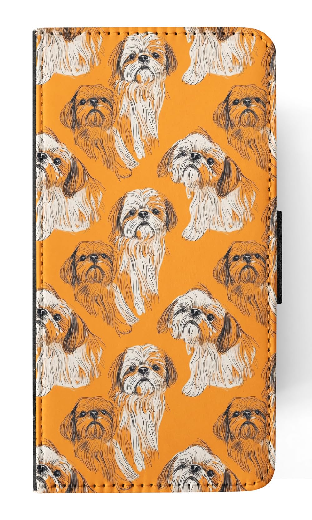 Cute Shih Tzu Puppy Dog Pattern Faux Leather Flip Wallet Phone Case for Apple iPhone 14 - Perfect for Pet Lovers & Daily Use
