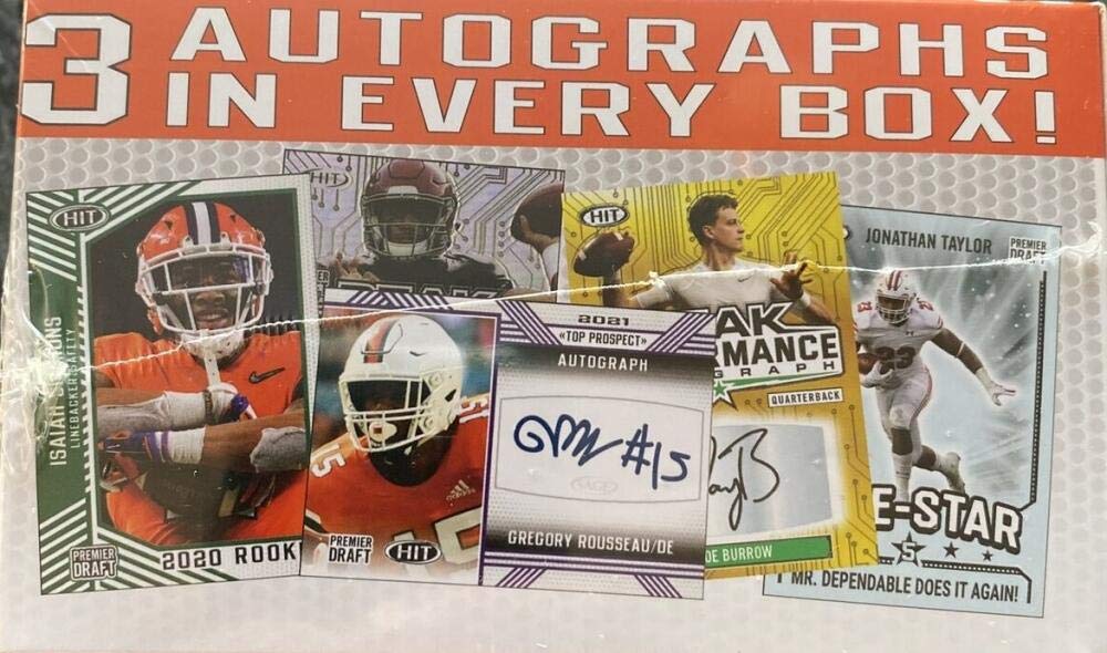 2020 Sage Football Low & High Complete Series Hit Premier Draft Blaster Box - 73 Cards (50 Base, 20 Parallels, 3 Autographs) - Includes Chase Rookie Autos of Joe Burrow & Tua Tagovailoa - Perfect Gift for NFL Collectors & Fantasy Football Fans