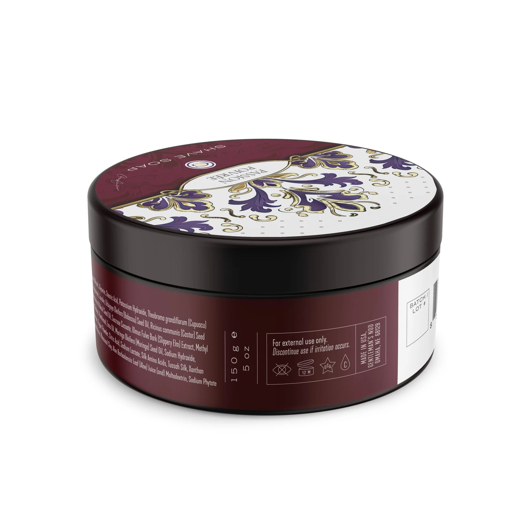 Gentleman’s Nod Passion Poivrée Shave Soap - Premium Men’s Grooming for Sensitive Skin | Perfect for Daily Shaving & Beard Care