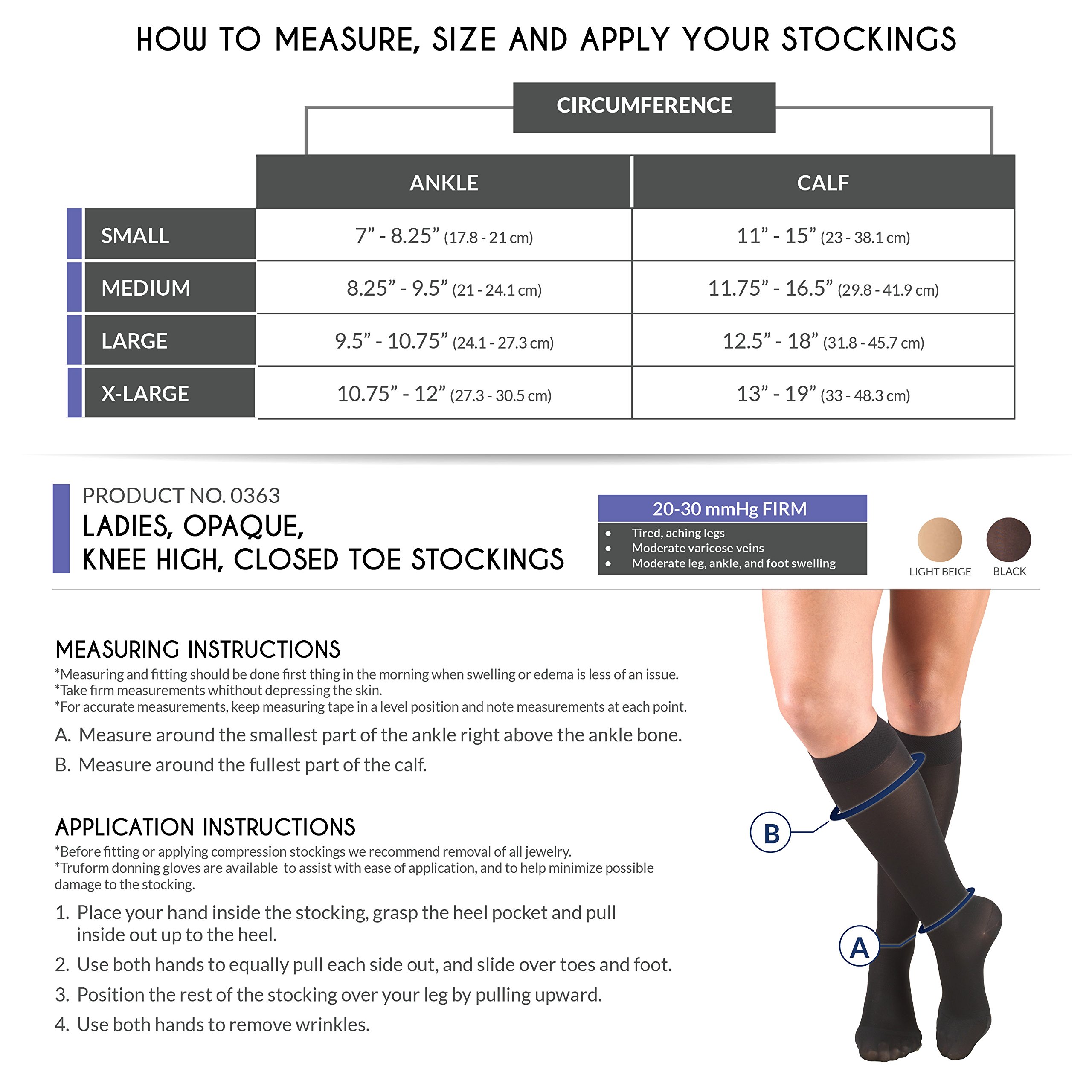 Truform Women's 20-30 mmHg Knee High Compression Stockings - Opaque Beige Small Size for Circulation Support & Varicose Veins Relief - Perfect for Nurses, Travel & Pregnancy