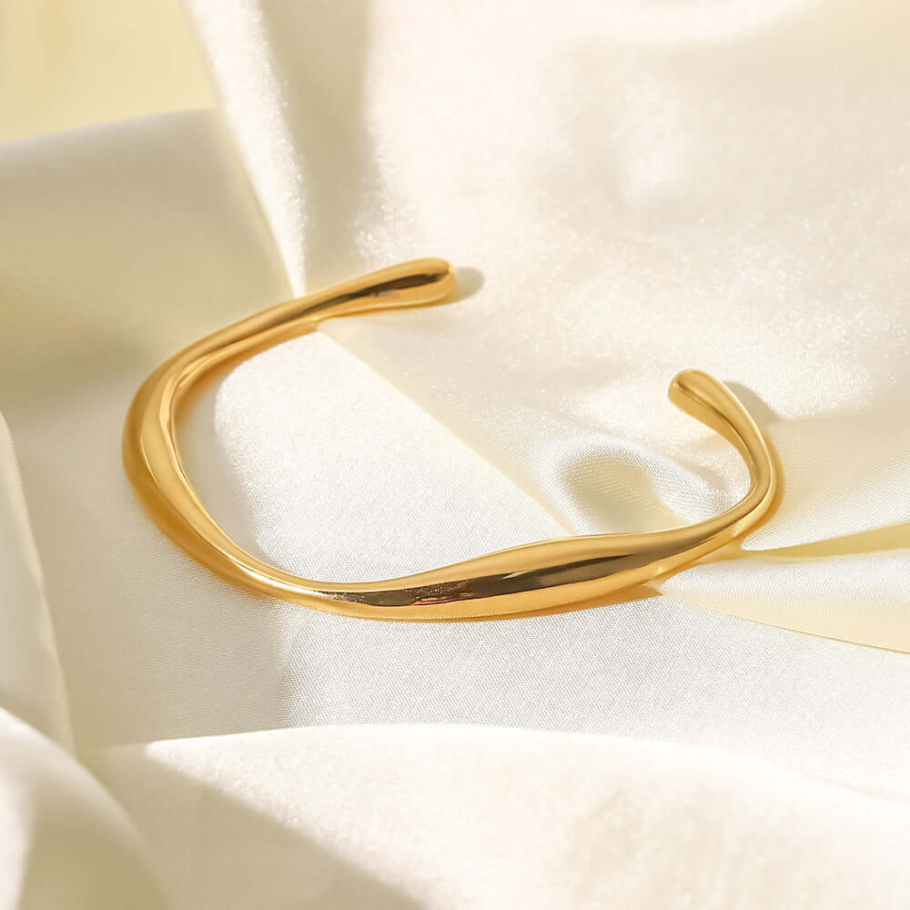 18K Gold Plated Minimalist Cuff Bangle Bracelet for Women - Elegant Stackable Jewelry Gift for Birthday, Anniversary & Special Occasions | JDB289