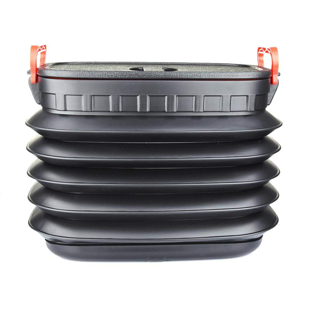 Foldable Car Trash Can - Leak-Proof Auto Storage Box & Round Fishing Bucket for Vehicles, Travel, Camping & Outdoor Activities (Black)