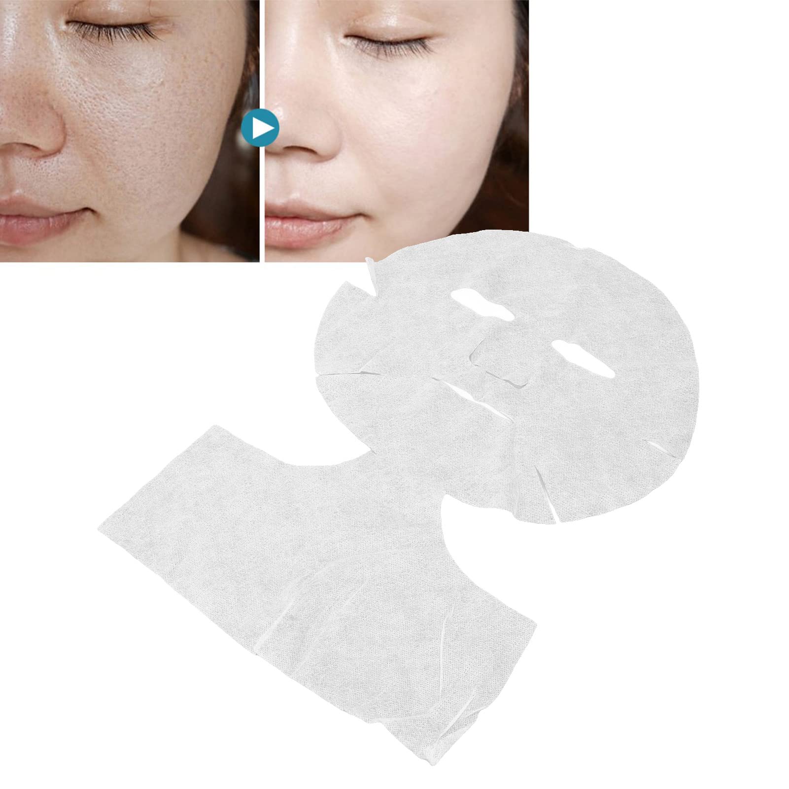 50 Pcs Disposable Facial & Neck Mask Paper Sheets - White Pre-Cut DIY Silk Fiber Spa Mask for Skin Care | Hydrating, Whitening & Anti-Aging | Perfect for Home Spa, Salon & Beauty Treatments