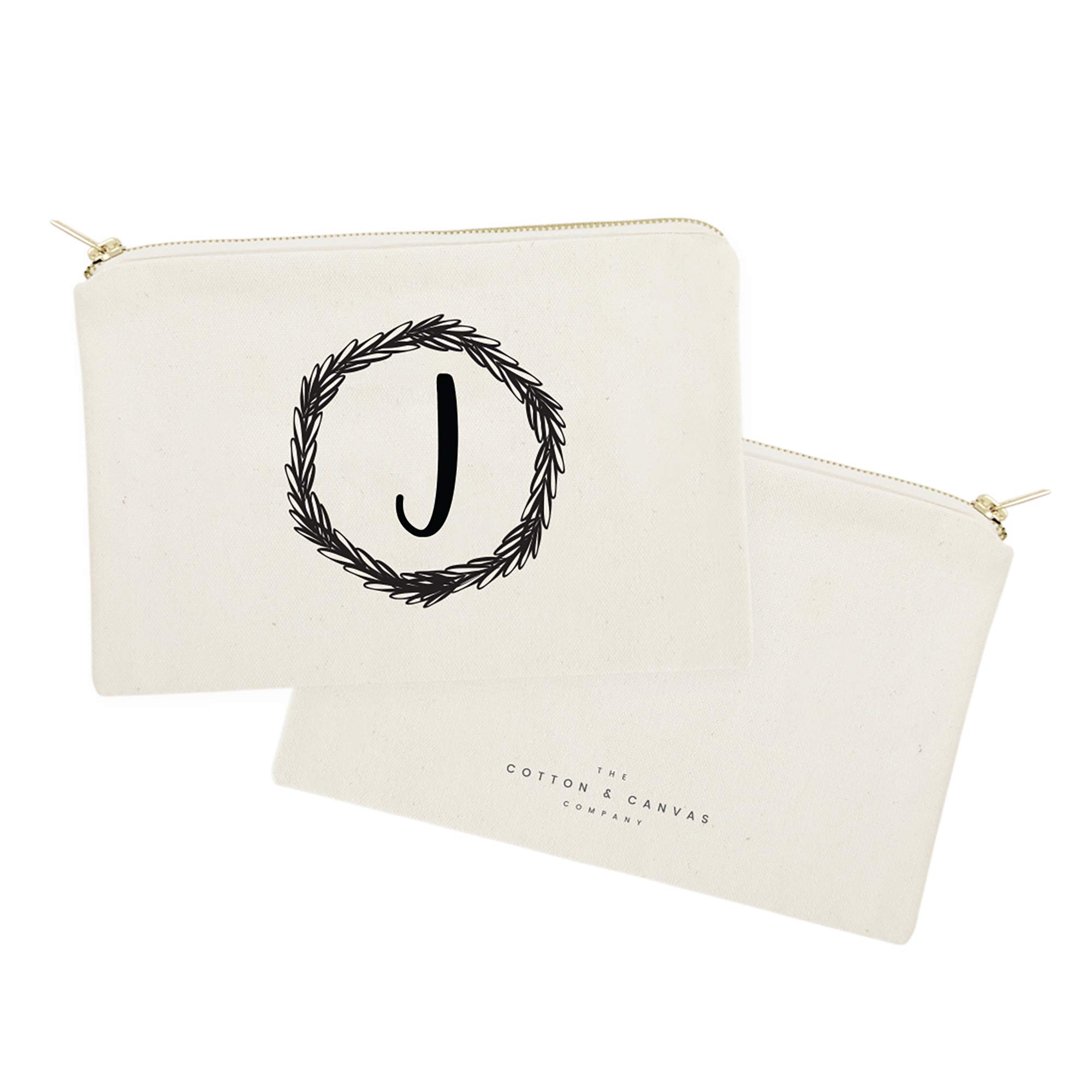Personalized Monogram Initial J Cosmetic Bag - Cotton & Canvas Travel Makeup Pouch for Women | Perfect for Travel, Gym, and Everyday Use