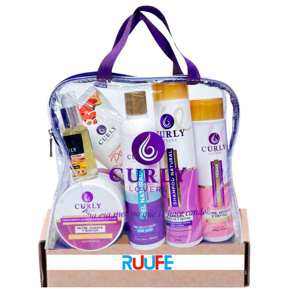RUUFE 6-Pack Curly Hair Care Set - Shampoo, Styling Cream, Treatment, Gel, Jojoba Oil & Mayonnaise Mask for Defined Curls | Hydrating & Nourishing Hair Products for Curly & Wavy Hair | Perfect for Daily Styling & Deep Conditioning