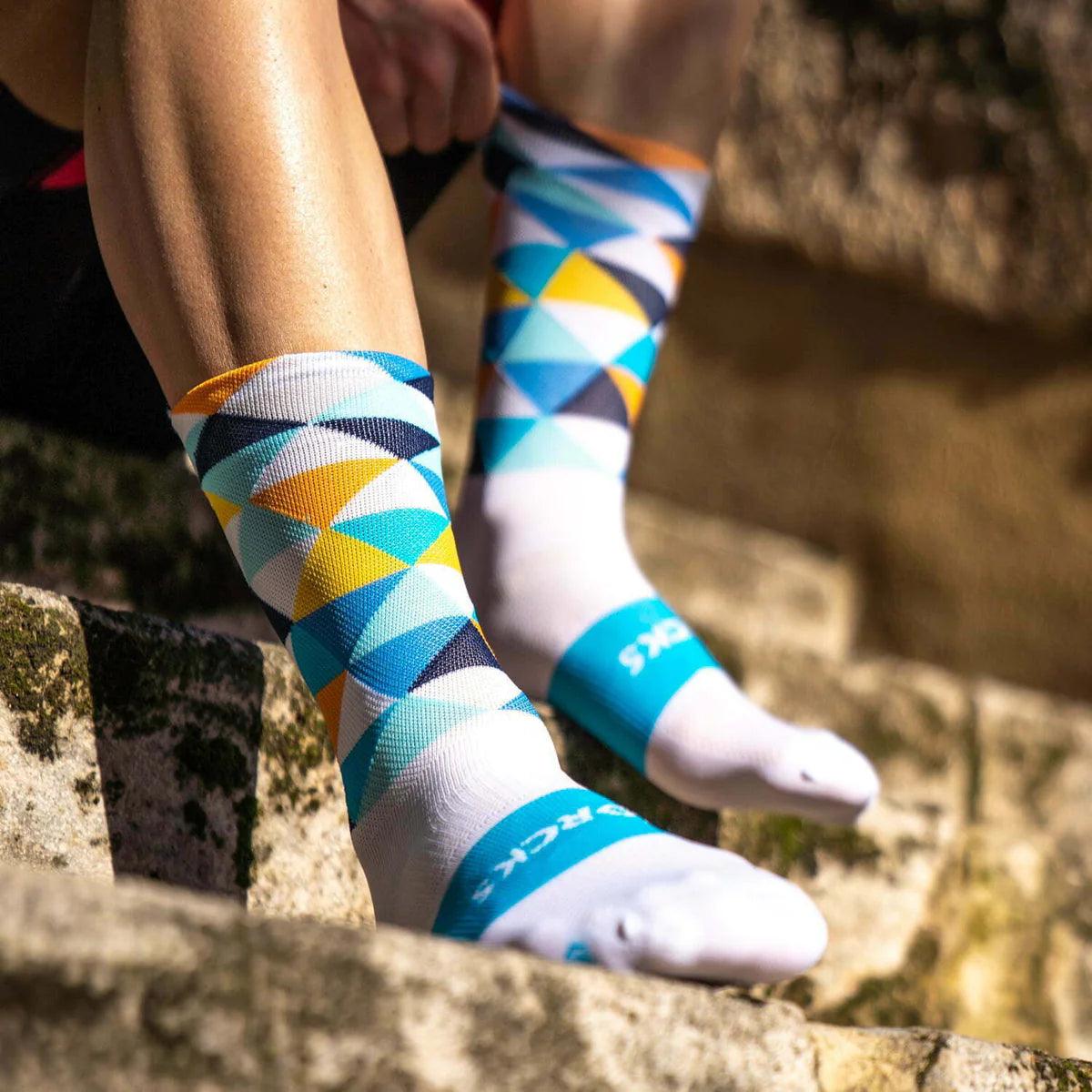 Breathable Blue Cycling Socks for Men & Women - Moisture-Wicking Sports Socks with Arch Support - Perfect for Road Biking, Mountain Biking & Indoor Cycling