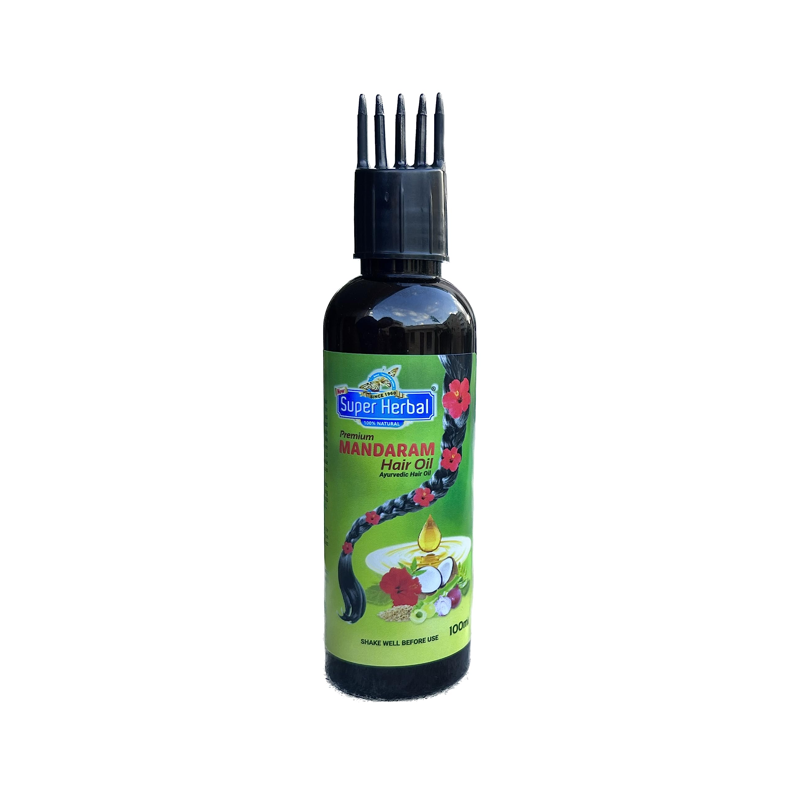 Premium Herbal Hair Oil with Hibiscus & Mandaram Extract - 100ml for Hair Growth, Scalp Care & Shine - Perfect for Daily Nourishment & Styling