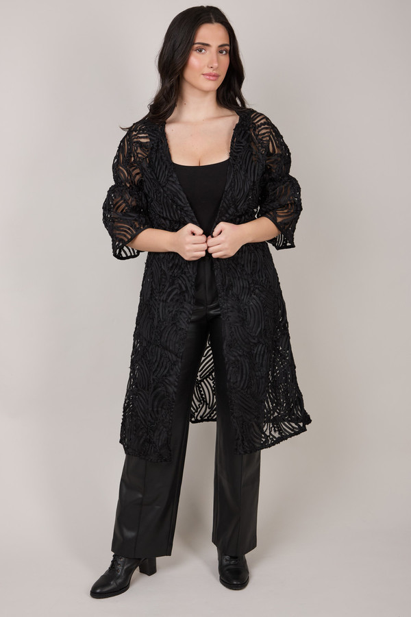 Stylish Midi Cutout Duster Coat for Women - Elegant Longline Open Back Cardigan - Perfect for Office, Date Night & Fall Layering