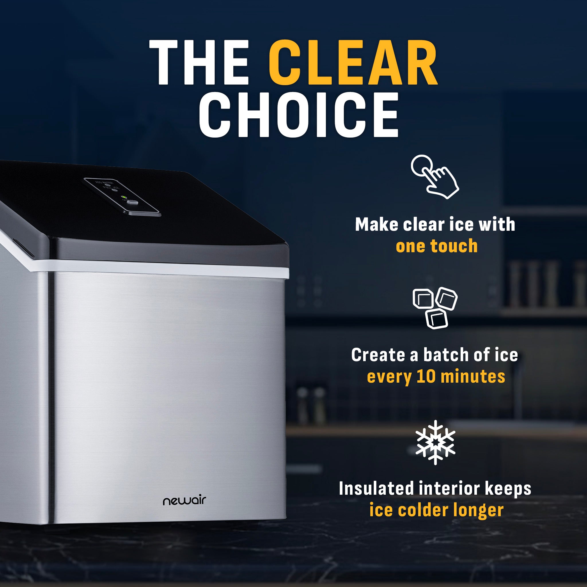 Newair® Stainless Steel Countertop Ice Maker - 40 lbs/Day, Fast & Clear Ice Cubes for Home, Office, Party & Outdoor Use