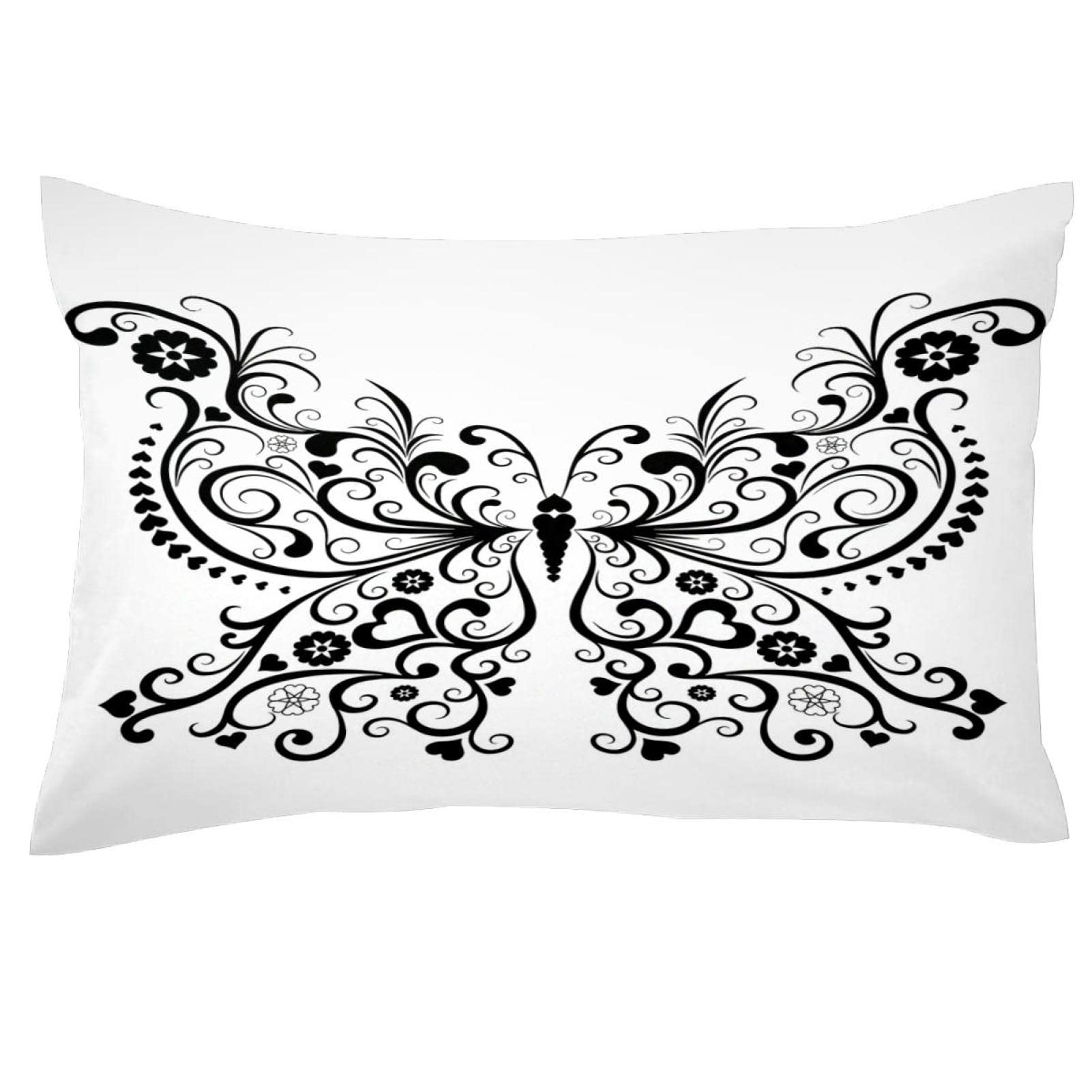 Breathable Zippered Pillow Covers with Butterfly Protectors - Decorative Bedding Pillowcase (1PC) for Home, Hotel & Travel Use