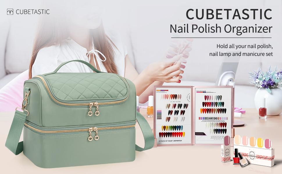 45 Bottle Nail Polish Organizer Case with Nail Lamp Holder - Portable Travel Nail Tech Storage Box for Manicure Tools & Nail Art Supplies | Perfect for Salon Professionals & Home Nail Care