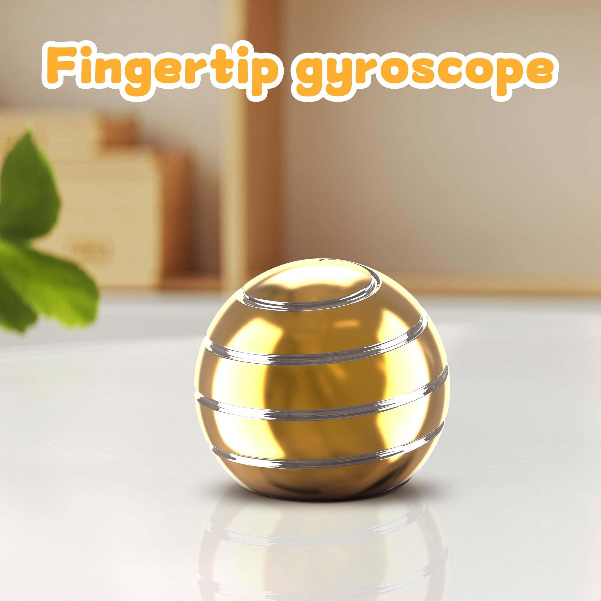 Kryfa Kinetic Desk Toy Ball - Stress Relief Fidget Spinner for Kids & Adults - Gold 1.54