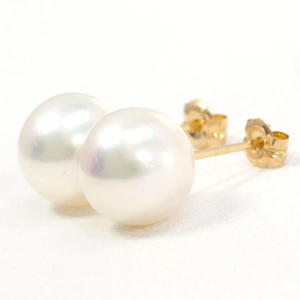 18K Yellow Gold Pearl Earrings for Women - Classic Elegant Stud Earrings for Wedding, Party & Everyday Wear