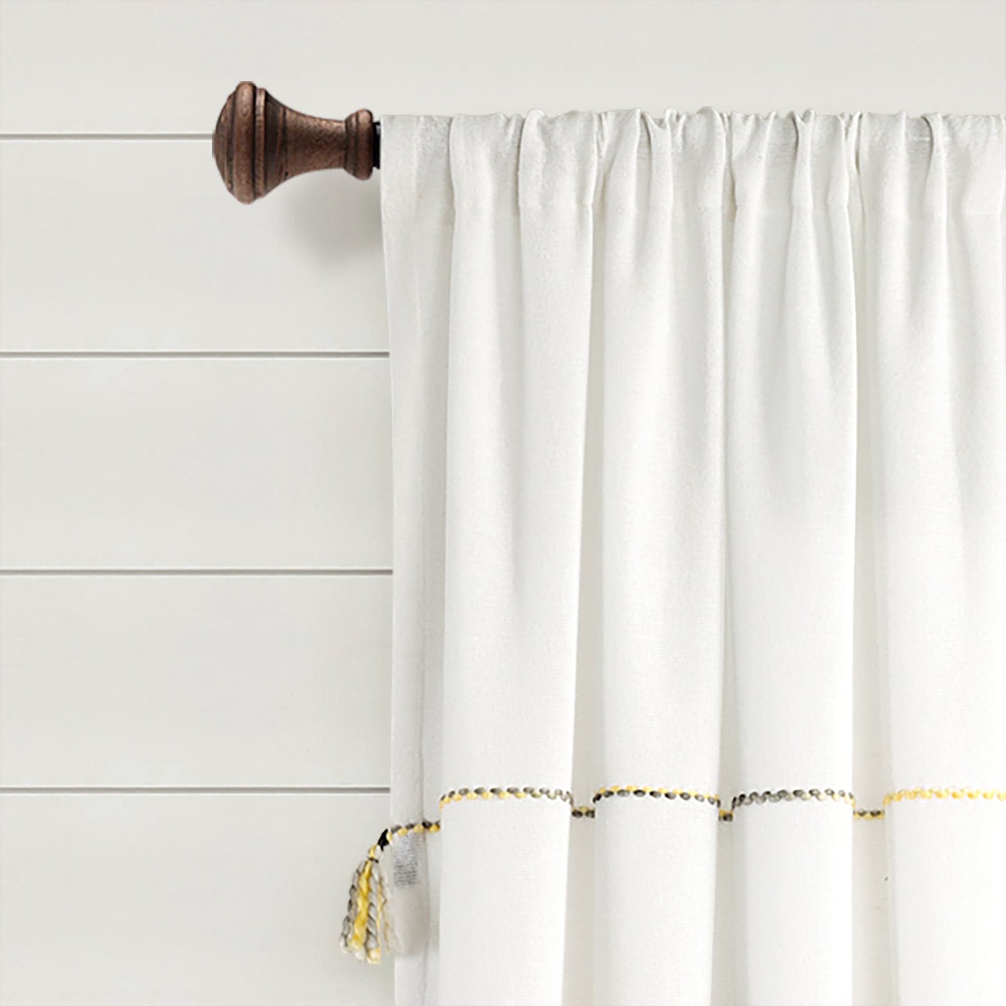 Farmhouse Boho Stripe Woven Tassel Window Curtains - Yarn Dyed Recycled Cotton Blend Panel Set (2 Pack) for Living Room, Bedroom & Dining Room Decor