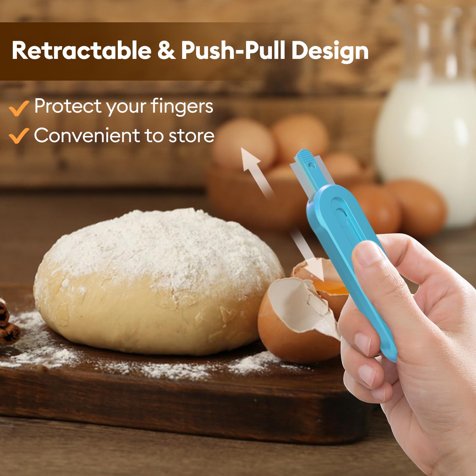 Premium Magnetic & Reusable Bread Lame - Professional Dough Scoring Tool with Anti-Slip Handle & Retractable Razor Blades for Sourdough, Artisan Bread Baking (Blue) - Perfect for Home Bakers and Professional Chefs