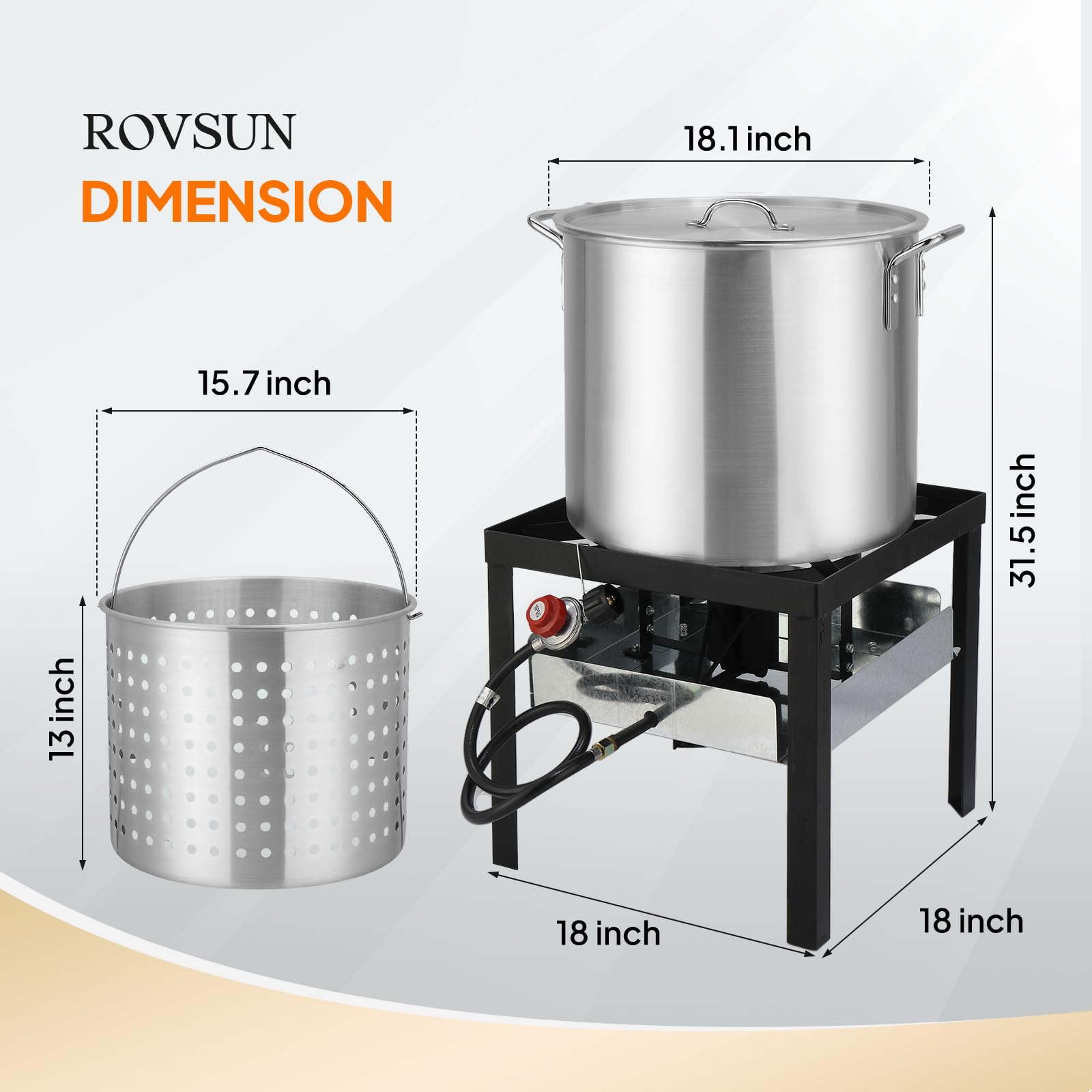 ROVSUN 60QT Propane Turkey Fryer with 150,000BTU Burner - Aluminum Seafood Boiler, Crawfish Steamer & Deep Fryer Kit with Basket, 10PSI CSA Certified Regulator & Lifting Hook - Perfect for Outdoor Cooking, Backyard Parties, Camping & Large Gatherings