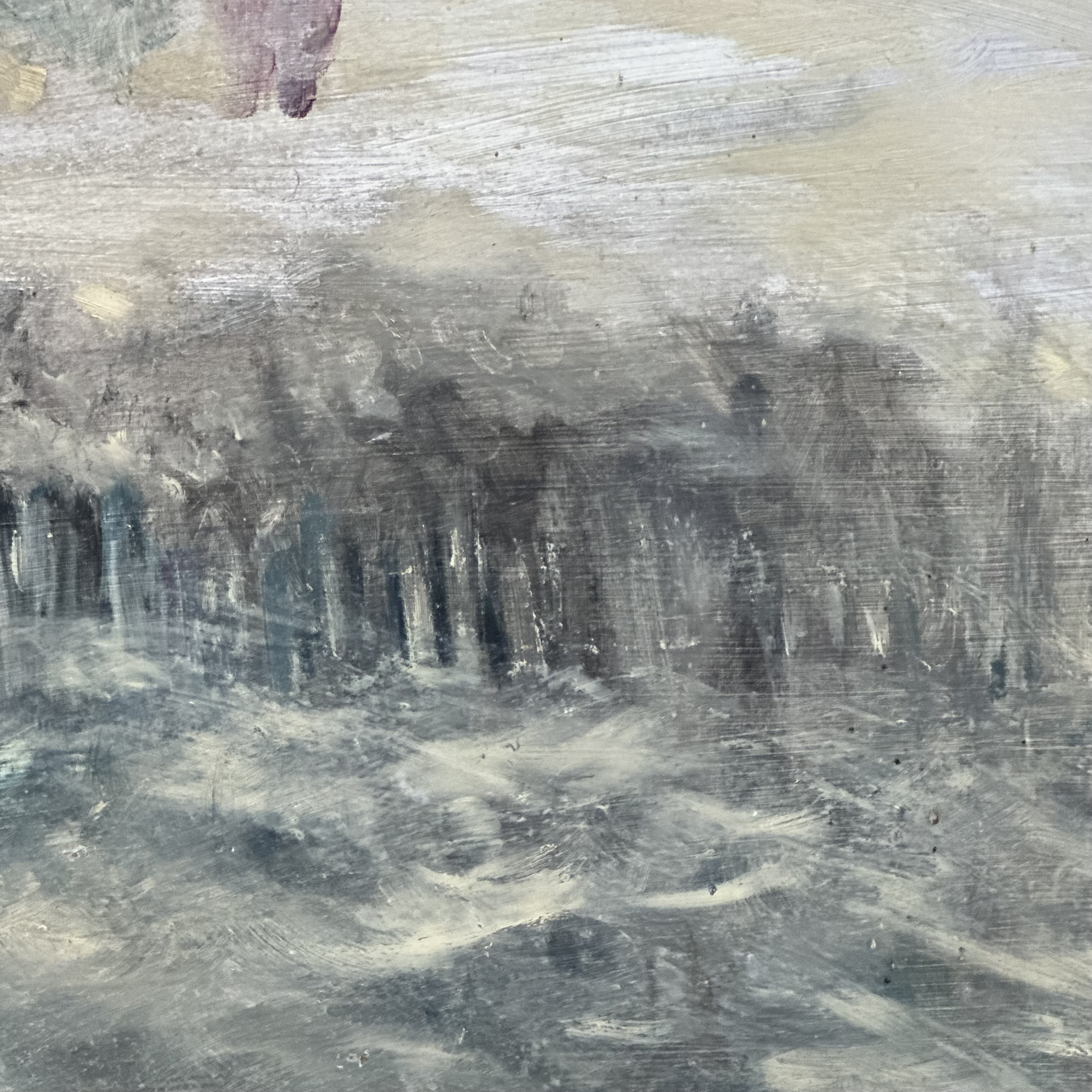 20th Century USA Landscape Painting 'Blowing Snow' by Clementine Collum - Vintage American Art for Home & Office Decor