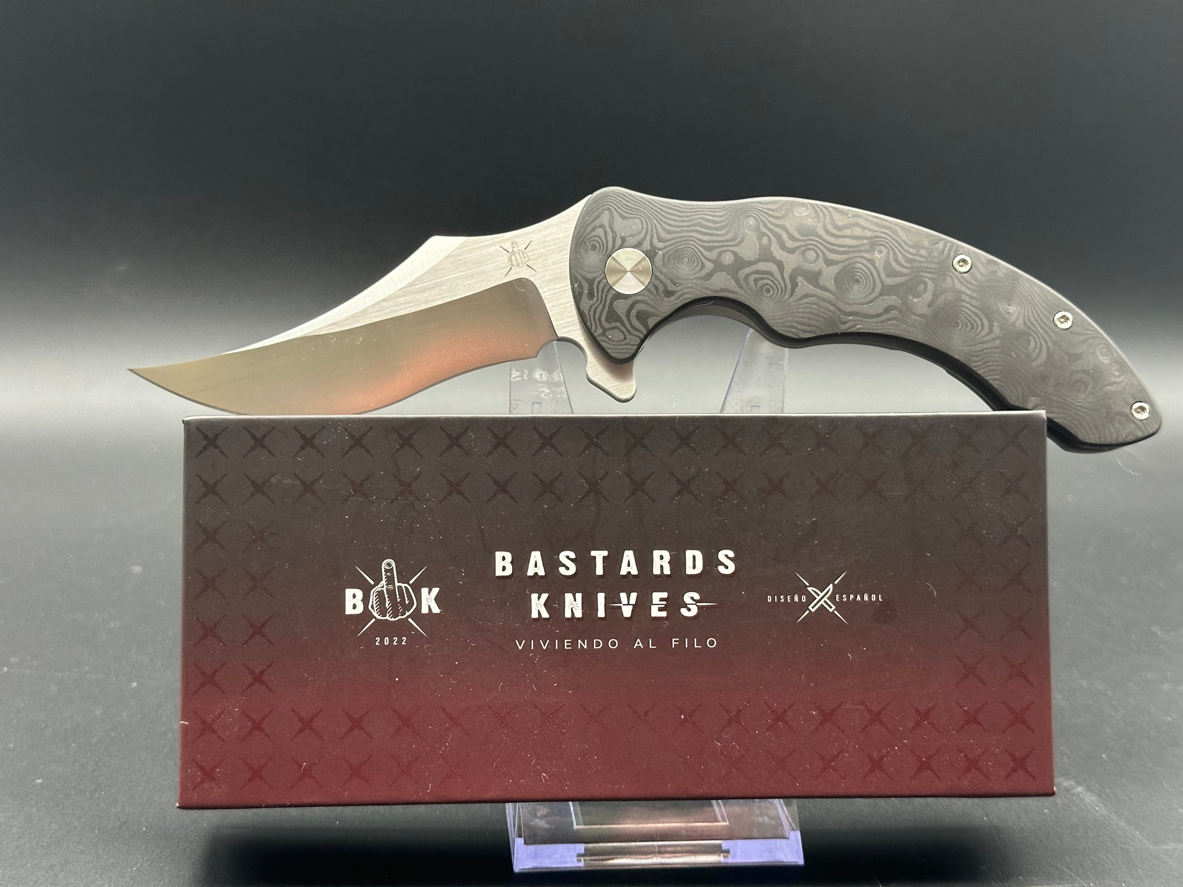 Bastard Knives BAAL Titanium Frame & Carbon Fiber Scale Folding Knife with N690 Steel Blade - EDC, Outdoor, Survival, Camping, Hunting, Tactical Use