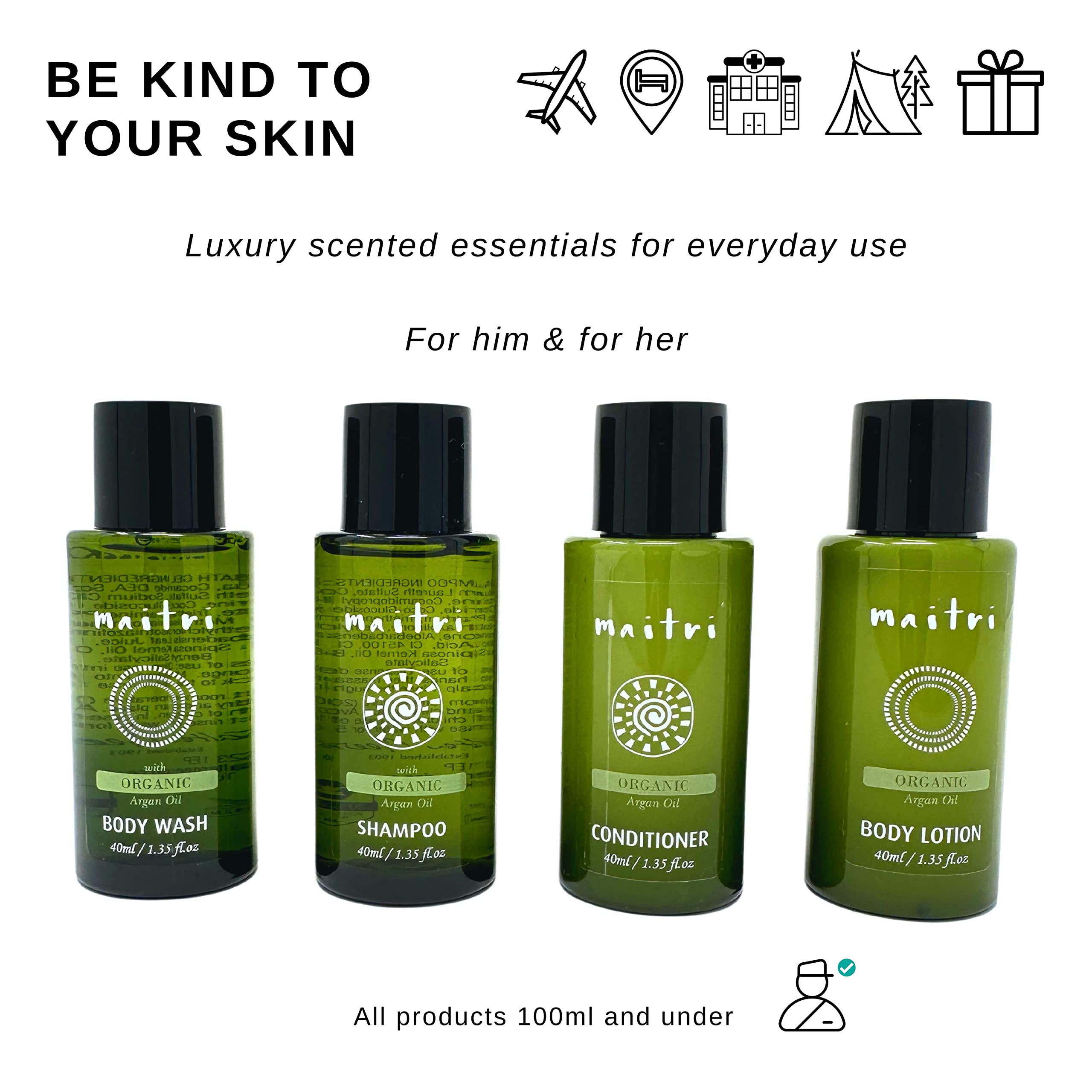 Travel Size Toiletries Set for Men & Women - Mini Shampoo, Conditioner, Toothpaste & Empty Liquid Containers with Clear Travel Bag | Perfect for Airplane Carry-on, Camping & Gym Essentials