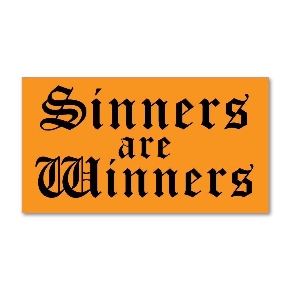Edgy Sinners Are Winners Sticker Decal - Punk Rock Grunge Design for Laptop, Luggage, Car, Vinyl & Travel Accessories - Perfect for Music Lovers & Tattoo Enthusiasts