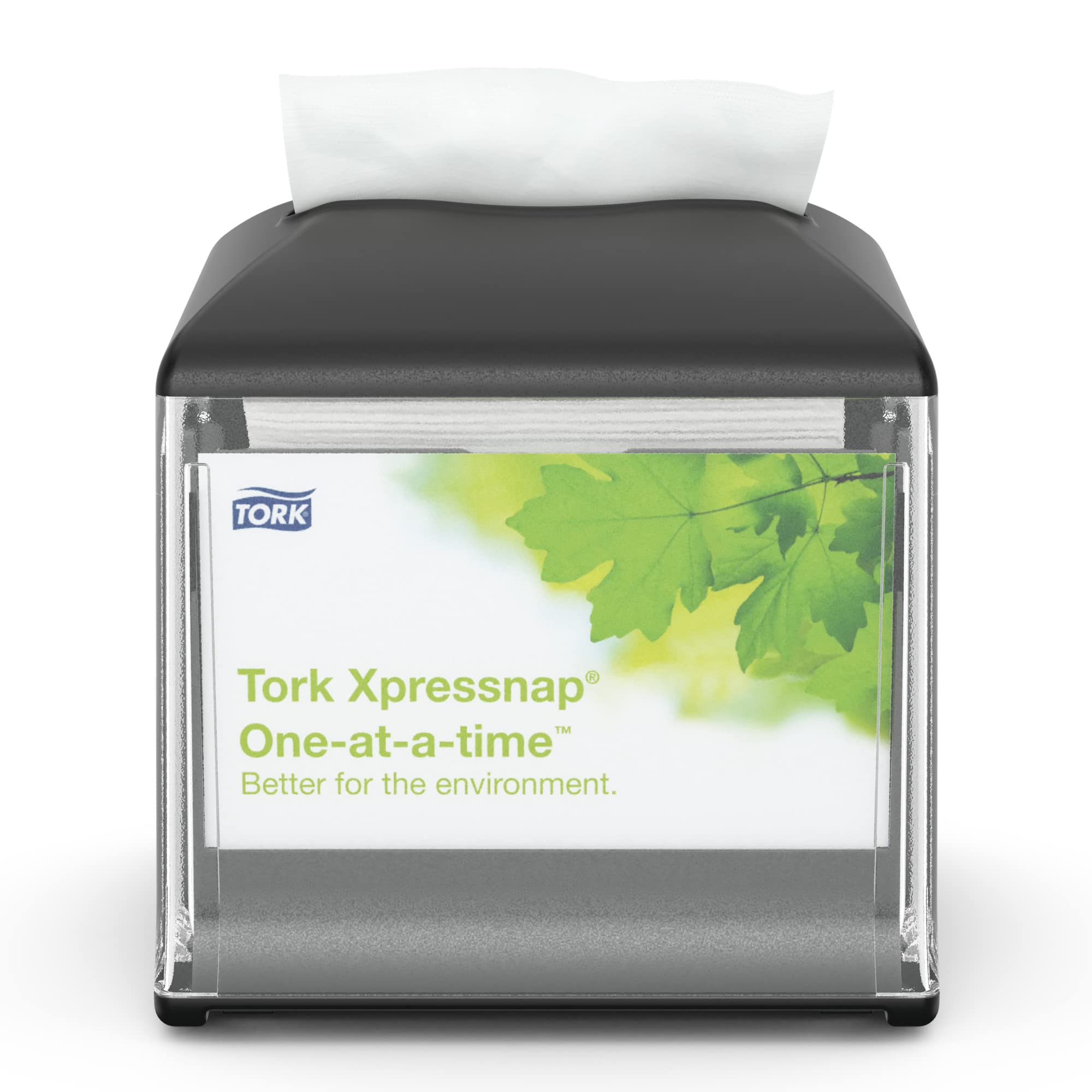 Tork 272808 Xpressnap Black Napkin Dispenser - Heavy Duty Tabletop Napkin Holder for Restaurants, Cafes & Offices | Perfect for Countertops, Break Rooms & Food Service Areas