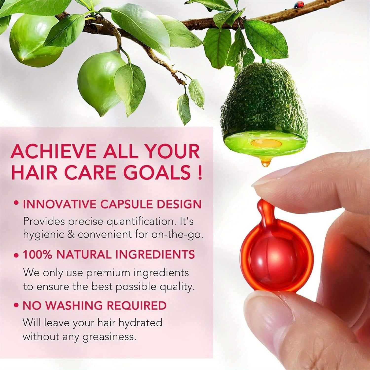 Hair Growth Vitamin Serum Capsules - No Rinse Hair Treatment with Vitamins A, C, E & Pro B5 - Repair Frizzy Damaged Hair - Deep Moisturizing Conditioner for Women & Men (40 Count) - Perfect for Daily Hair Care & Salon-Quality Results at Home