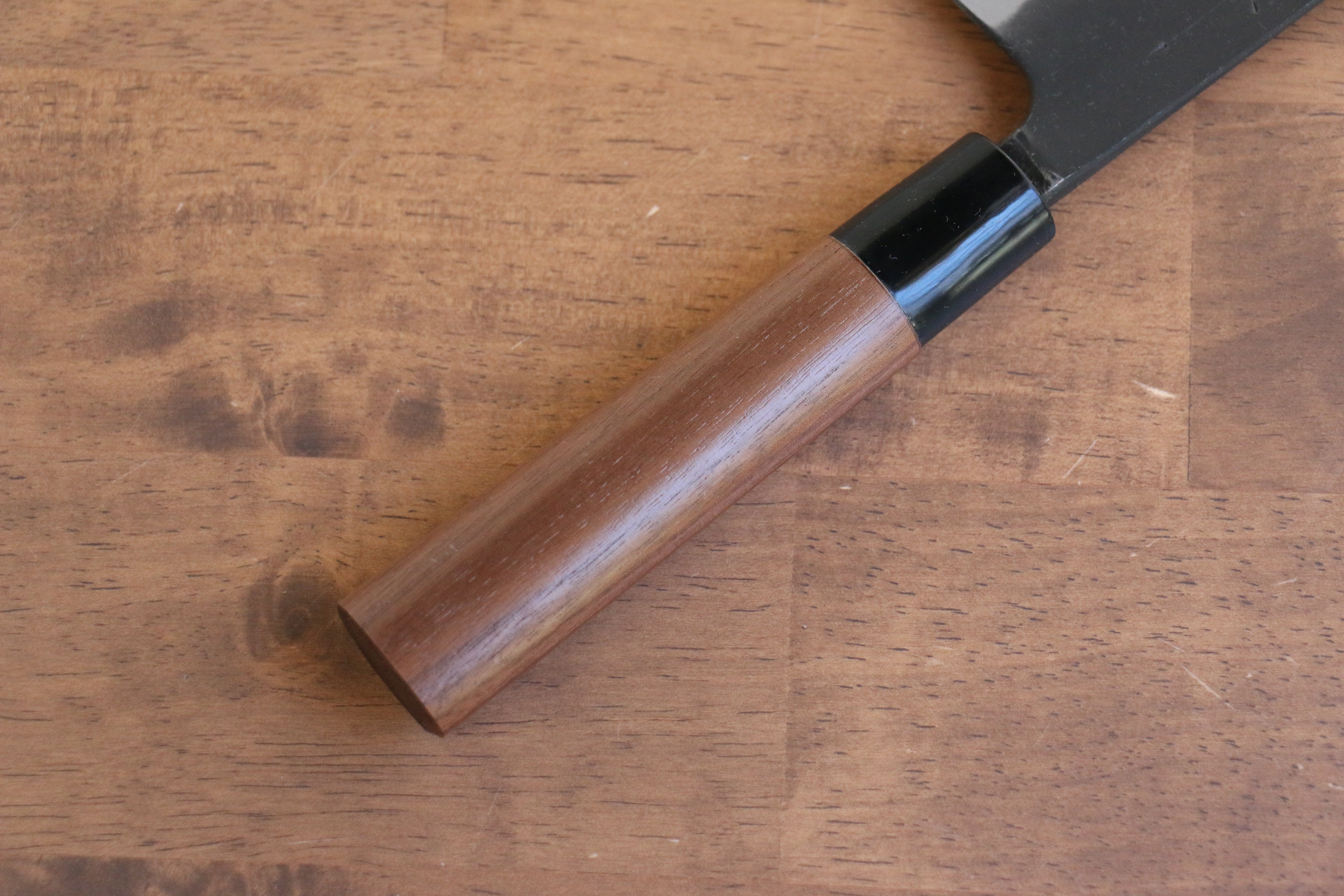 Premium Nao Yamamoto Blue Steel Kurouchi Nakiri Knife 165mm - Japanese Walnut Handle - Perfect for Slicing Vegetables & Herbs in Professional & Home Kitchens