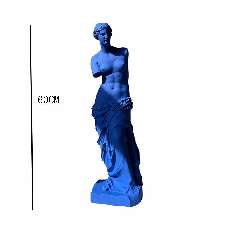 Blue Broken Arm Venus Statue - Classic Greek Goddess Sculpture Home Decor for Living Room, Office & Garden