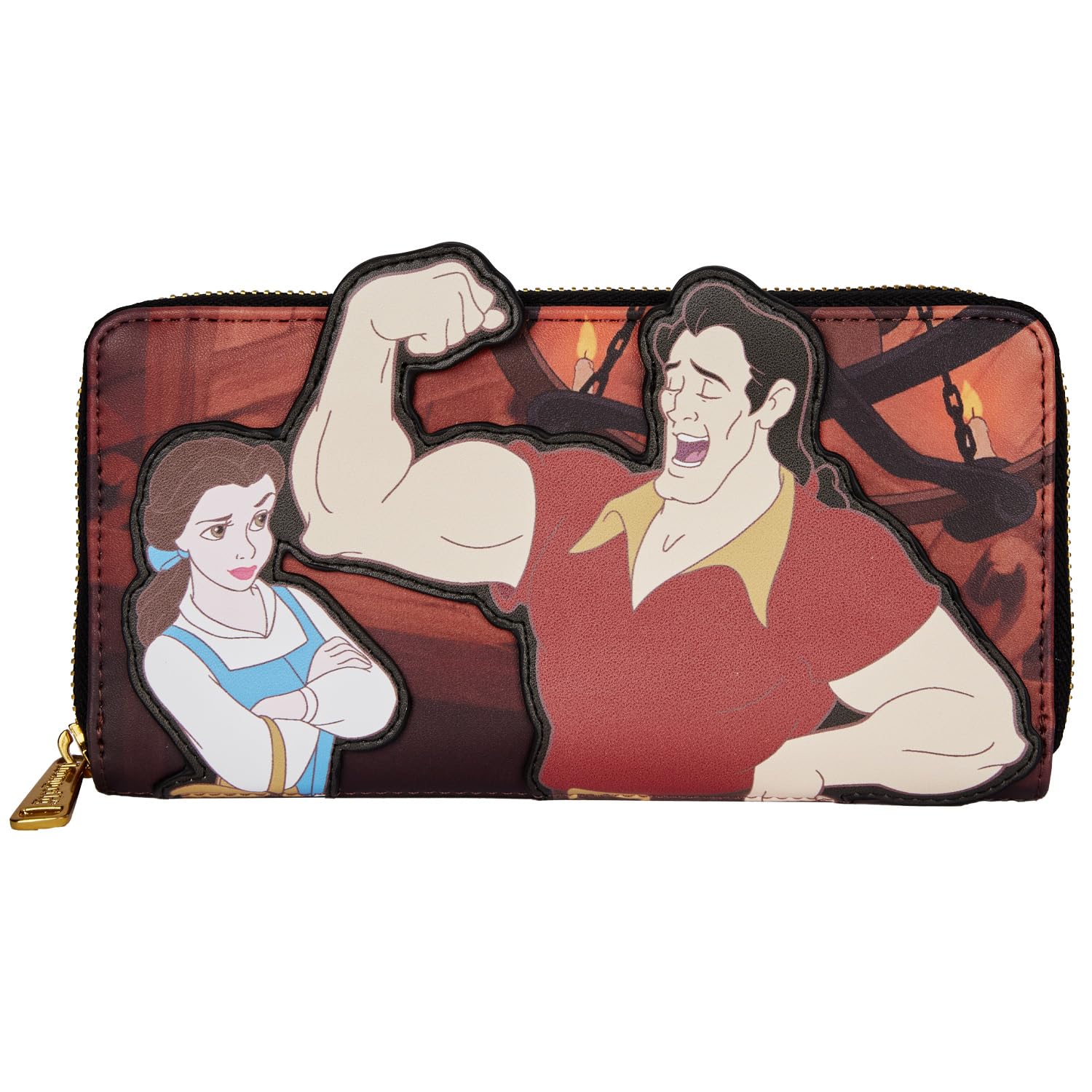 Loungefly Disney Villains Scene Gaston Zip Around Wallet | Official Disney Licensed | Compact Wallet for Women & Men | Perfect for Theme Parks, Collectors & Everyday Use