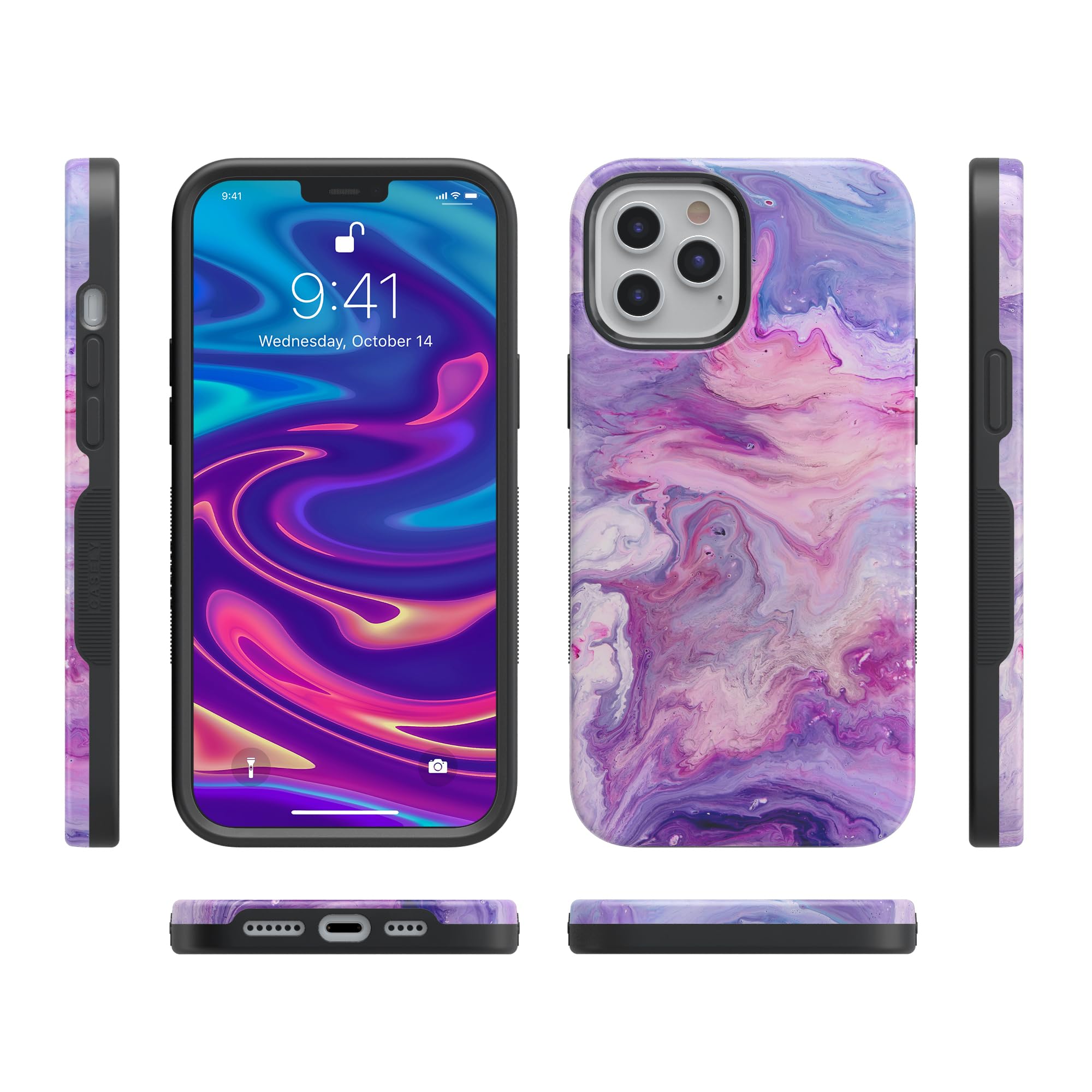 Casely iPhone 11 Pro Max Case - Stylish Tie Dye Purple Marble Phone Cover | Protective Slim Fit Shockproof Case for iPhone 11 Pro Max | Perfect for Everyday Use, Travel & Work