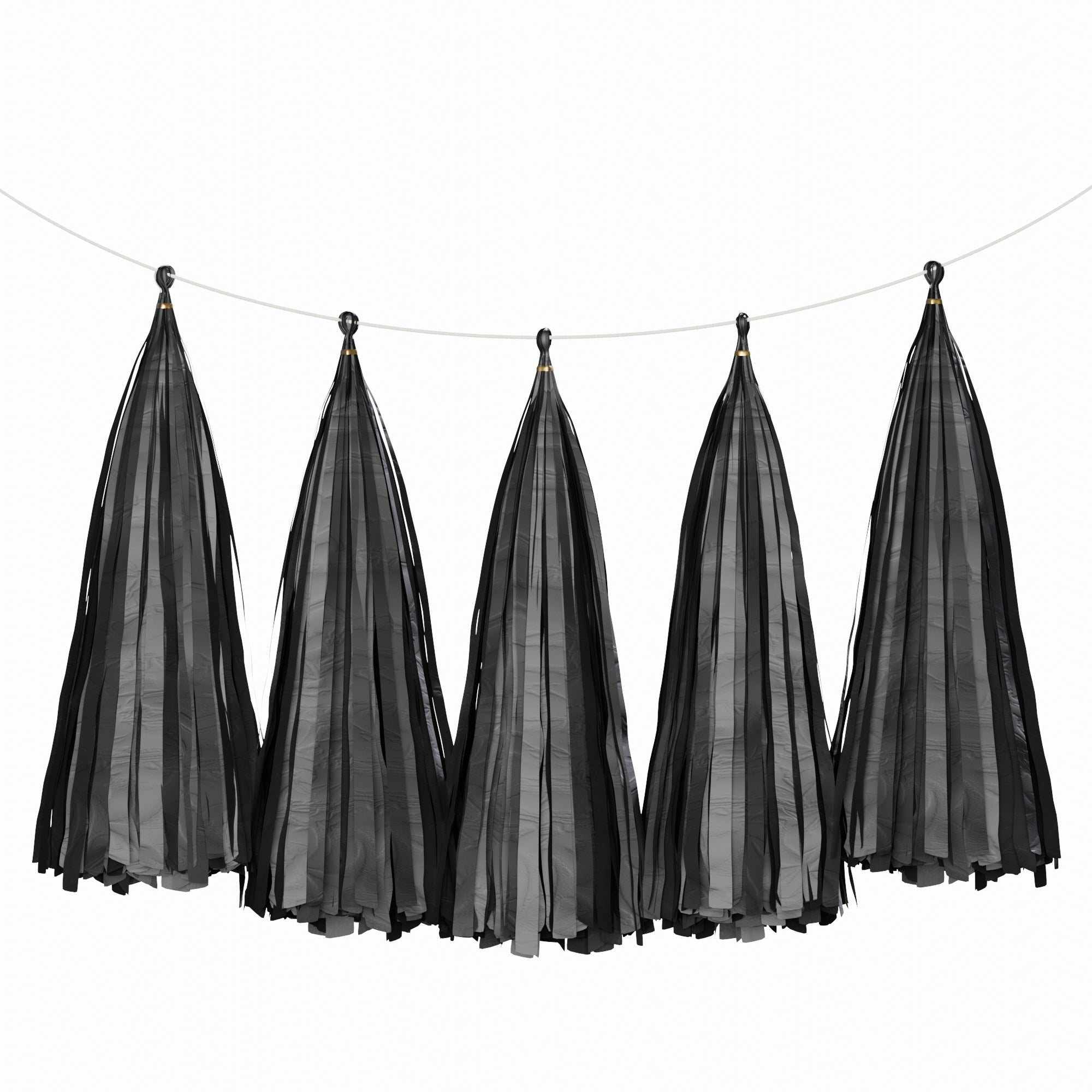 5-Pack Black Tassel Garland for Party Decorations, Weddings, Home & Event Decoration - Elegant Tassel Streamers for Ceiling, Wall & Table Decor