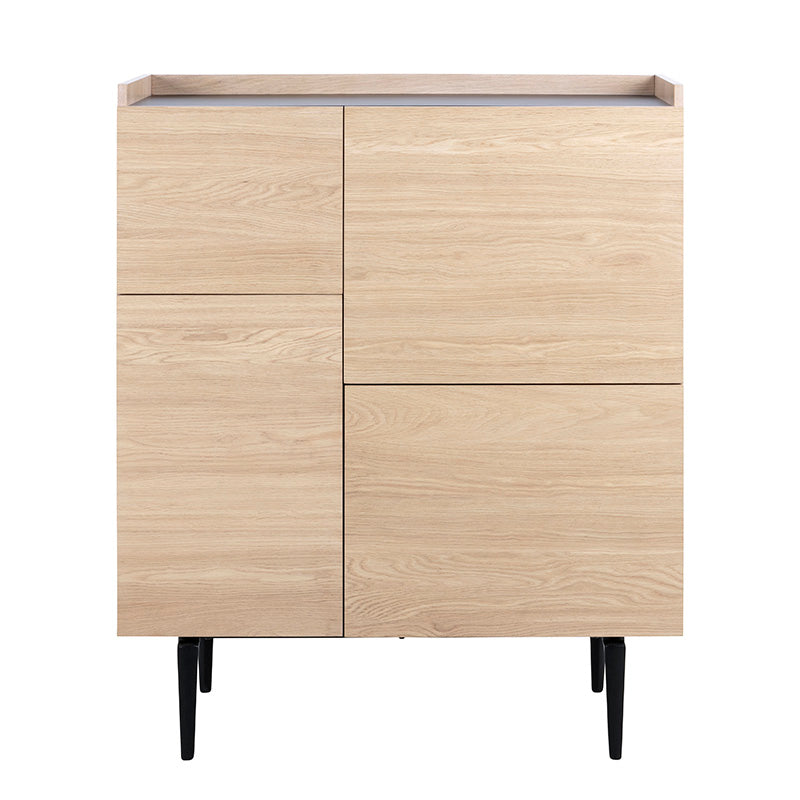 BROGAN 100cm Tall Sideboard Buffet Cabinet - Natural Wood Finish for Dining Room, Living Room & Entryway Storage