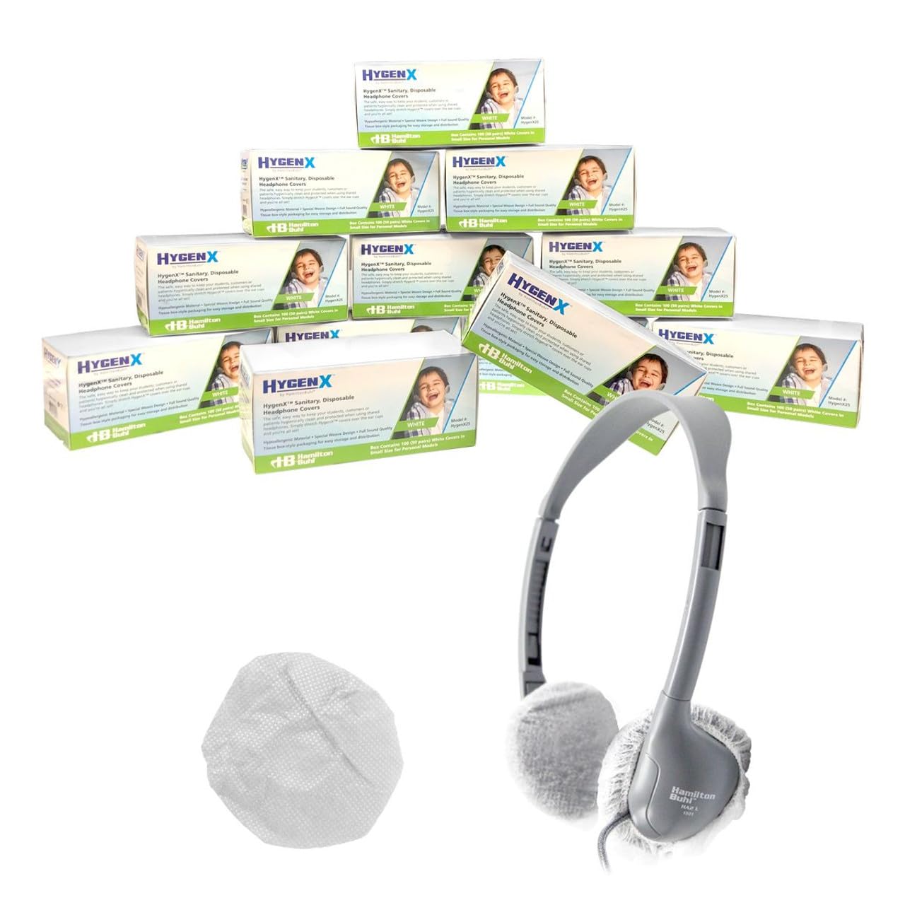 Hamilton Buhl HygenX Sanitary Ear Cushion Covers (600 Pairs) - Small Size Replacement Pads for On-Ear Headphones & Headsets - Perfect for Schools, Offices, and Shared Audio Equipment