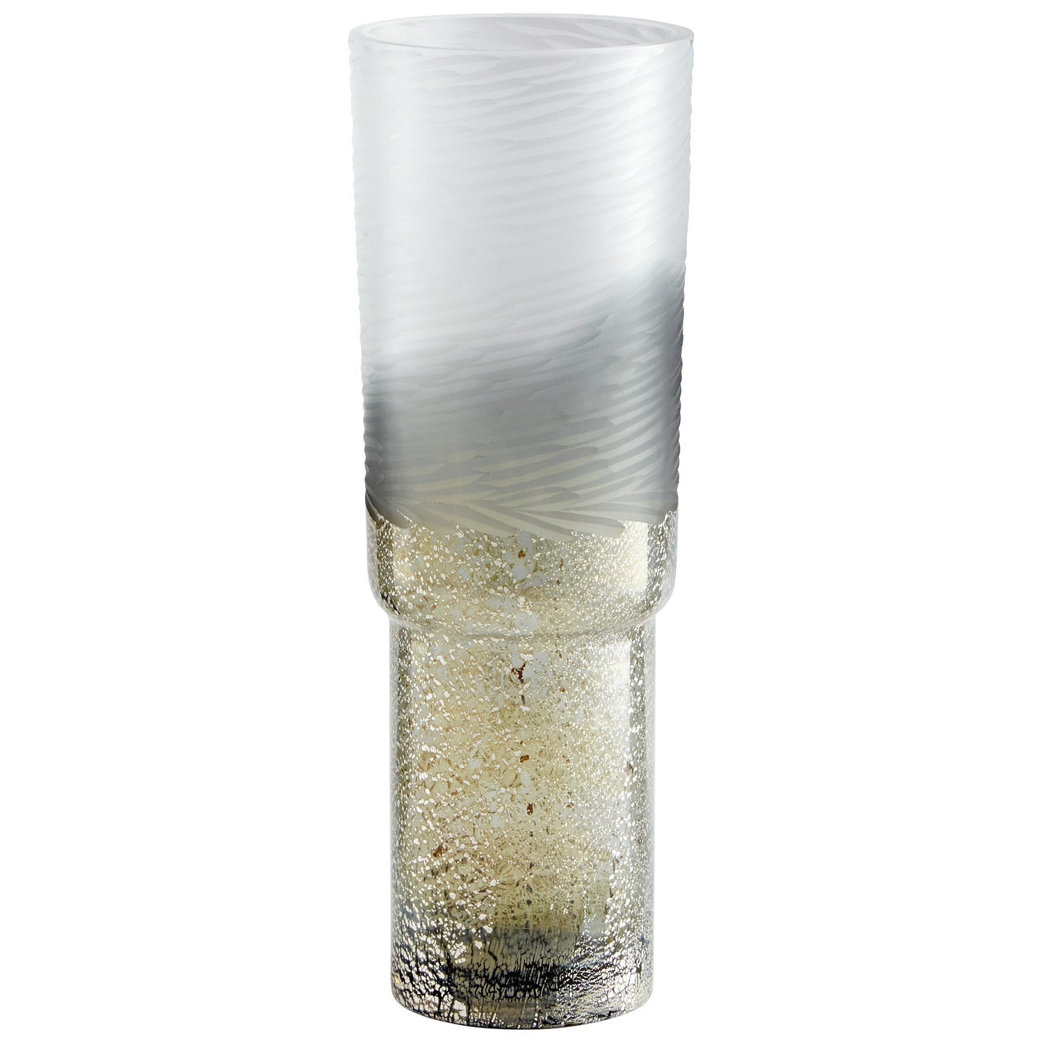 Cyan Design 11098 Canyonland Vase - Clear & Gilded Silver Tall Glass Vase for Home Decor, Wedding Centerpiece, and Luxury Gift
